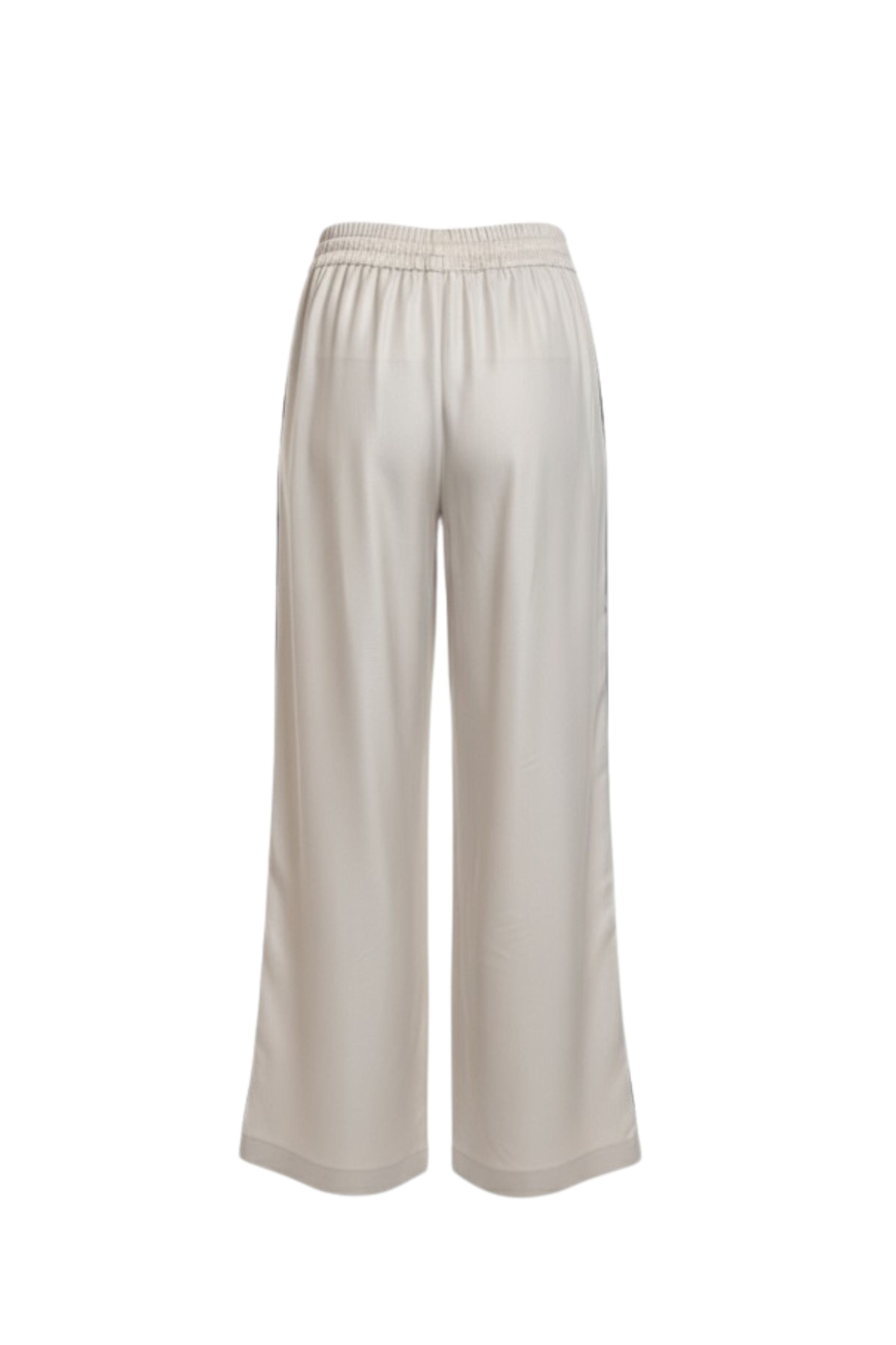 Wide Leg Trousers With Piping Detail in White
