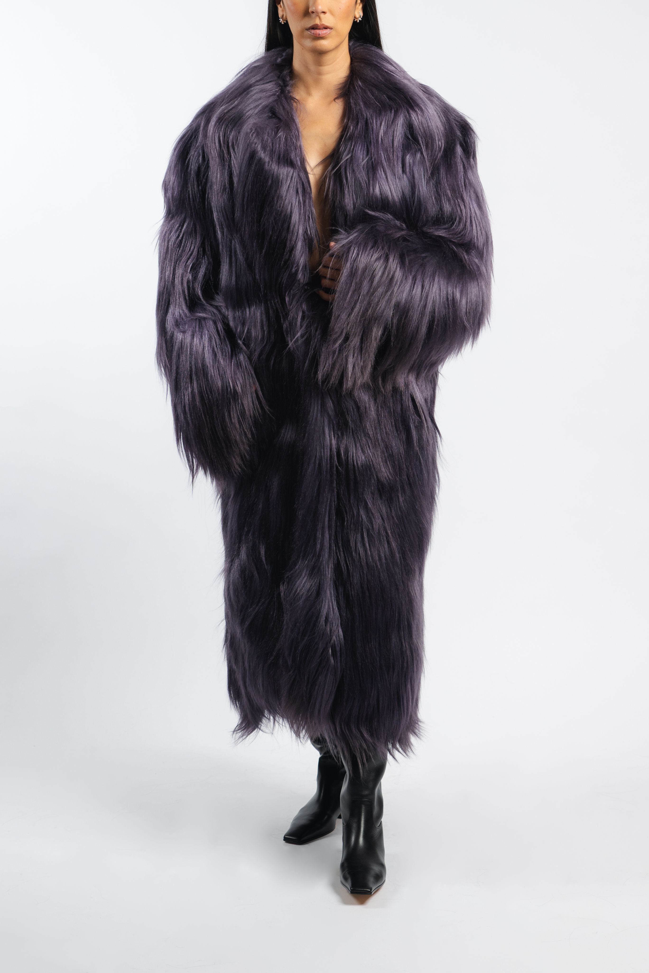 Long Goat Hair Shawl Coat