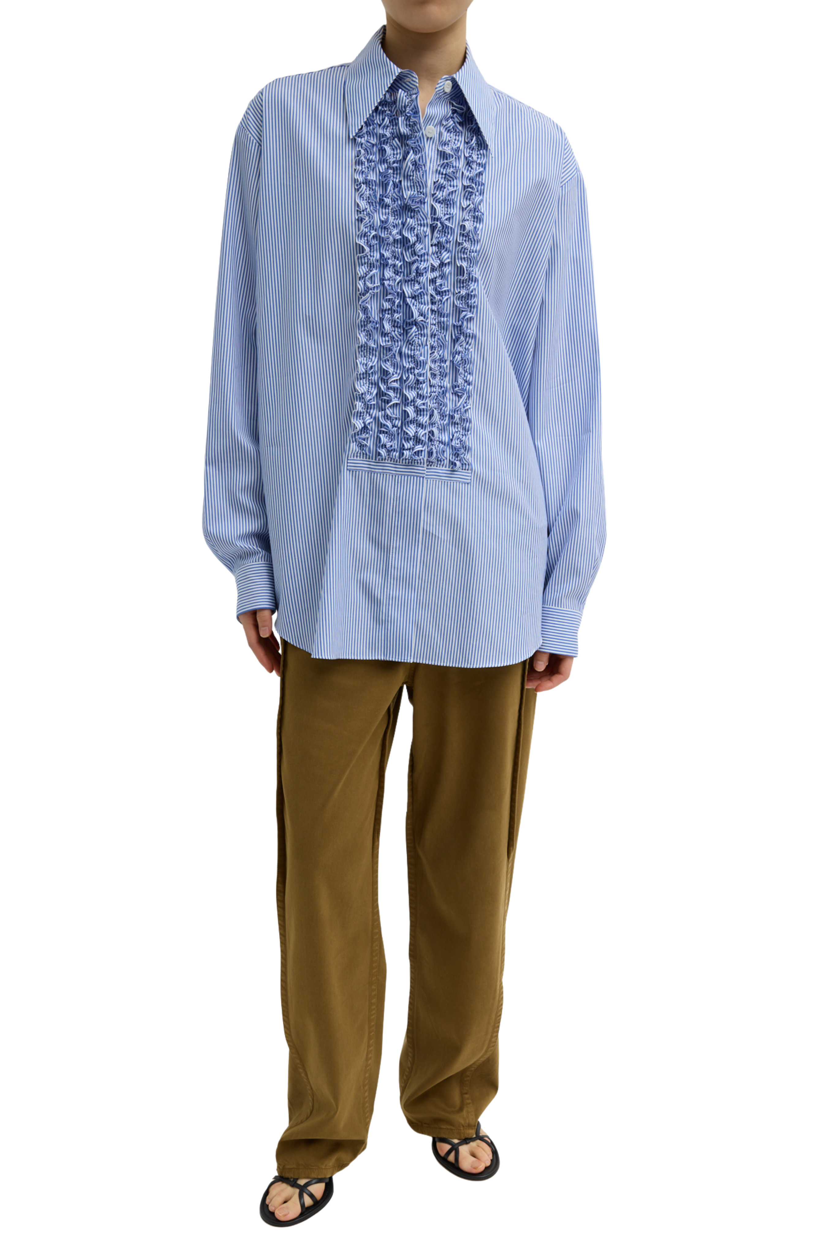 Striped Shirting Easy Tuxedo Shirt