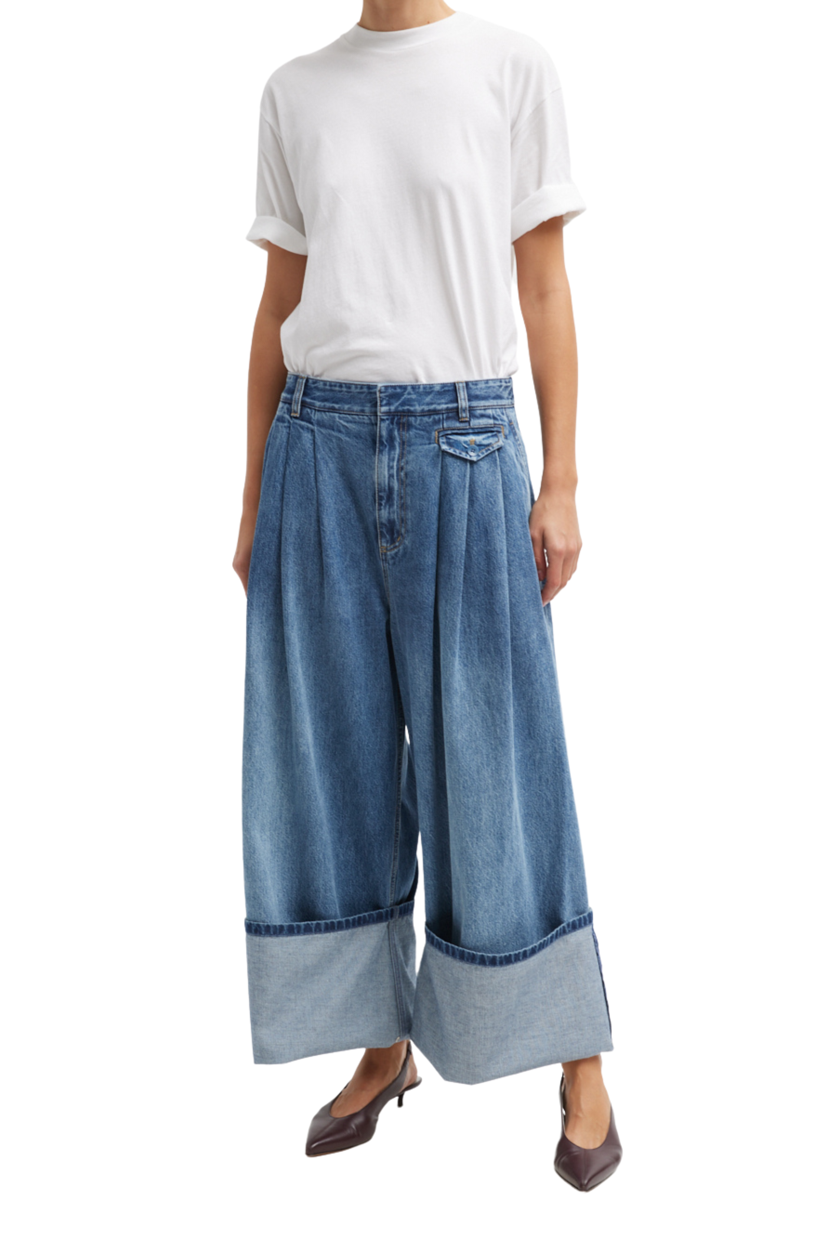 Spring Denim Triple Pleat Pant