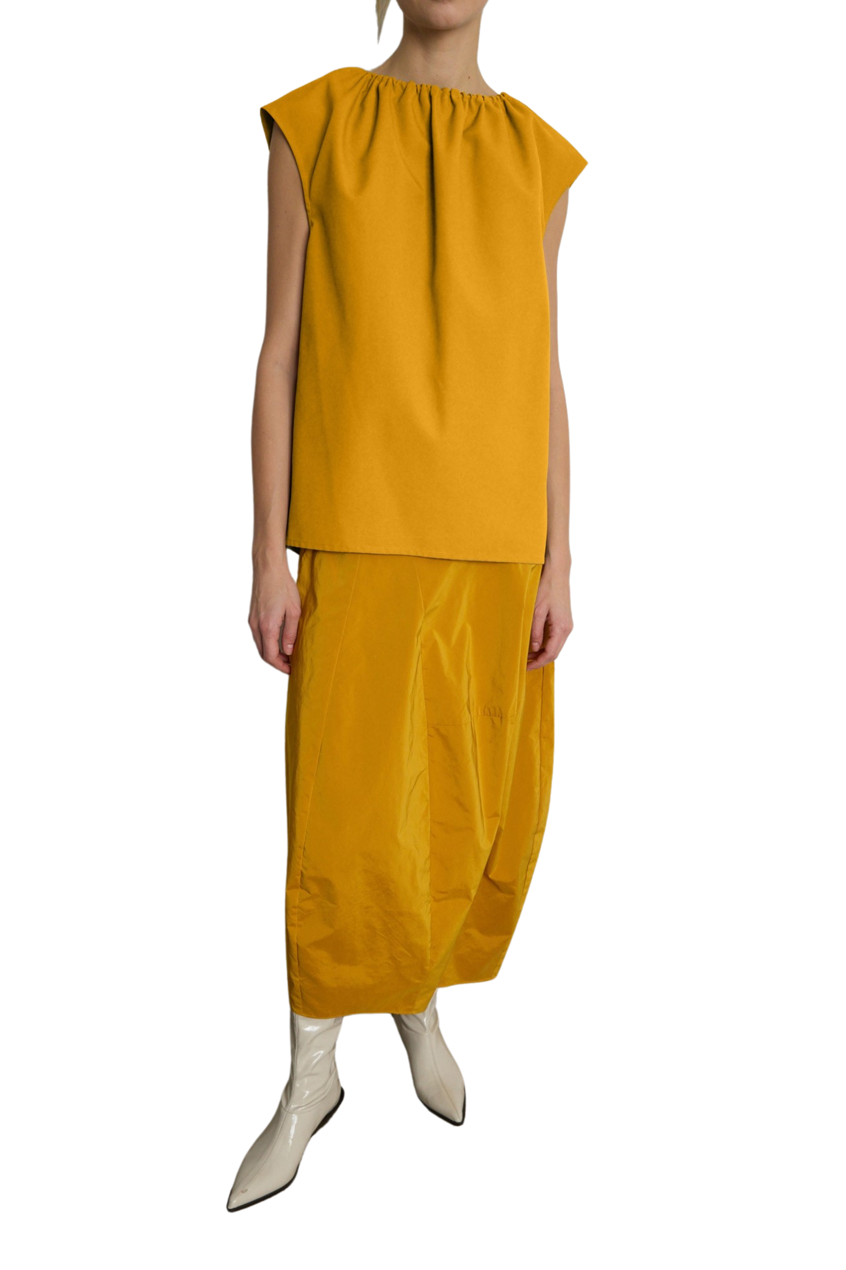 Nylon Shirred Neck Top