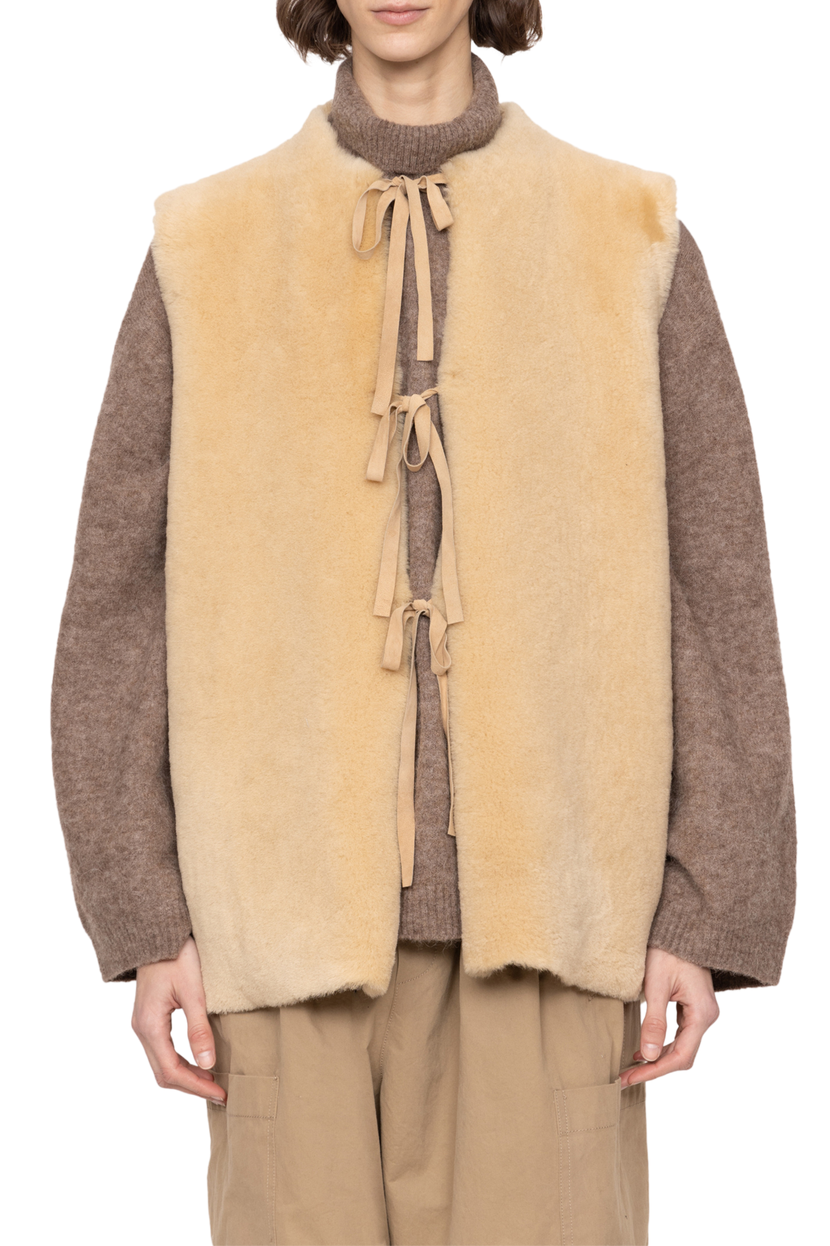 Elliot Shearling Tie-Front Vest