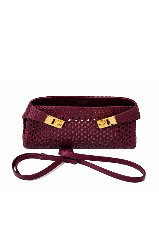 Hug Intreccio Crossbody Bag in Plum