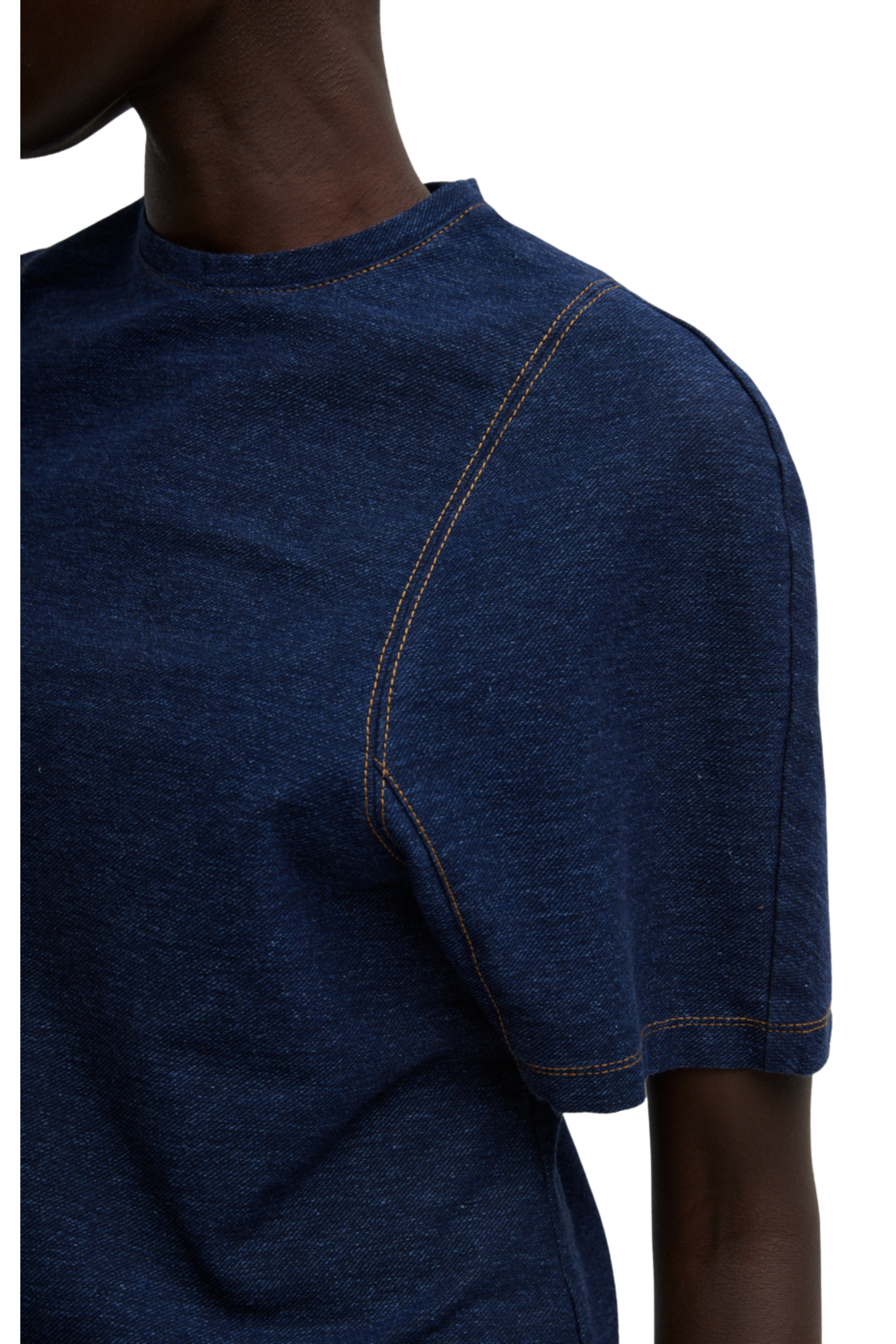 TIBI Indigo Denim Shrunken Tee