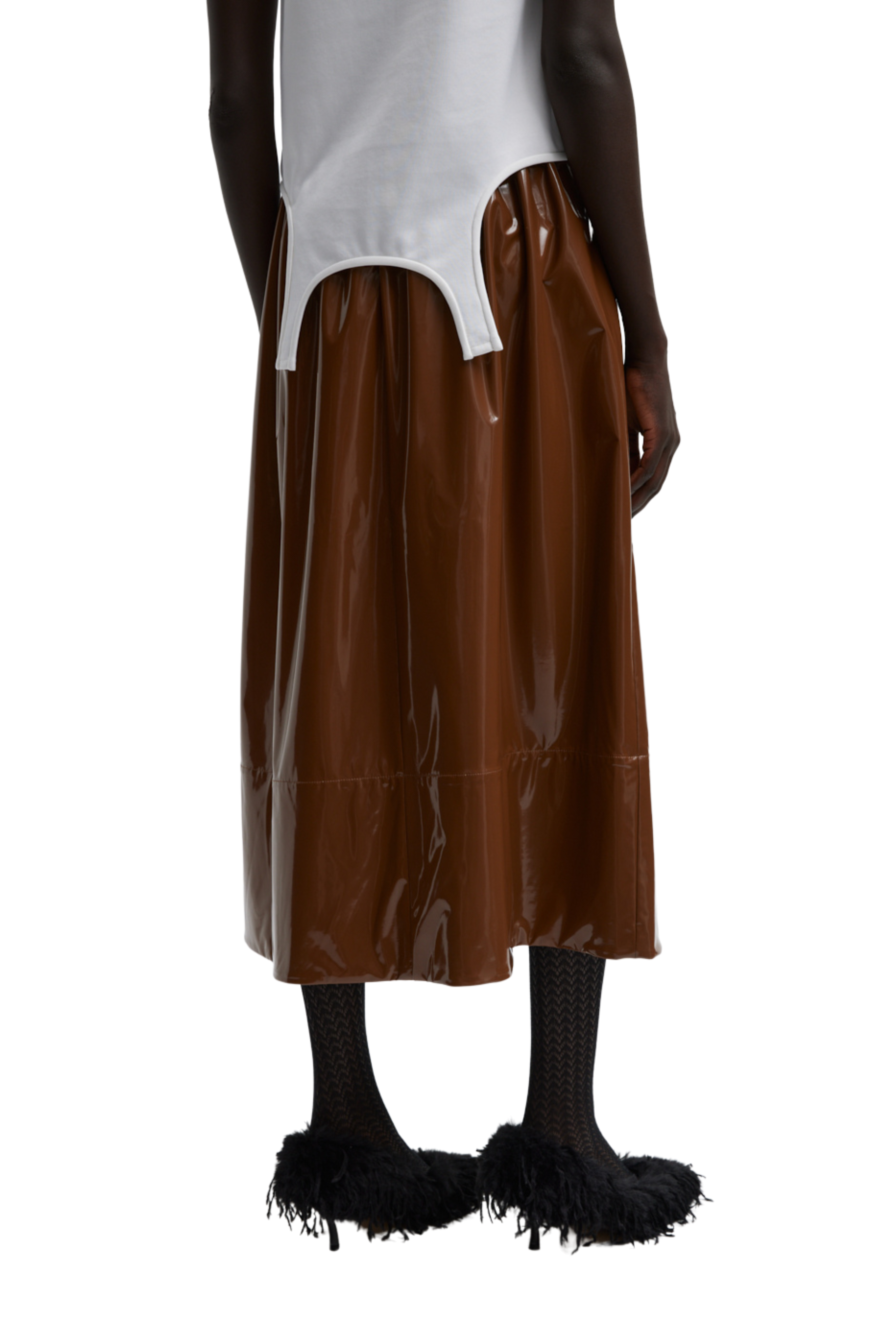 TIBI Patent Full Midi Skirt