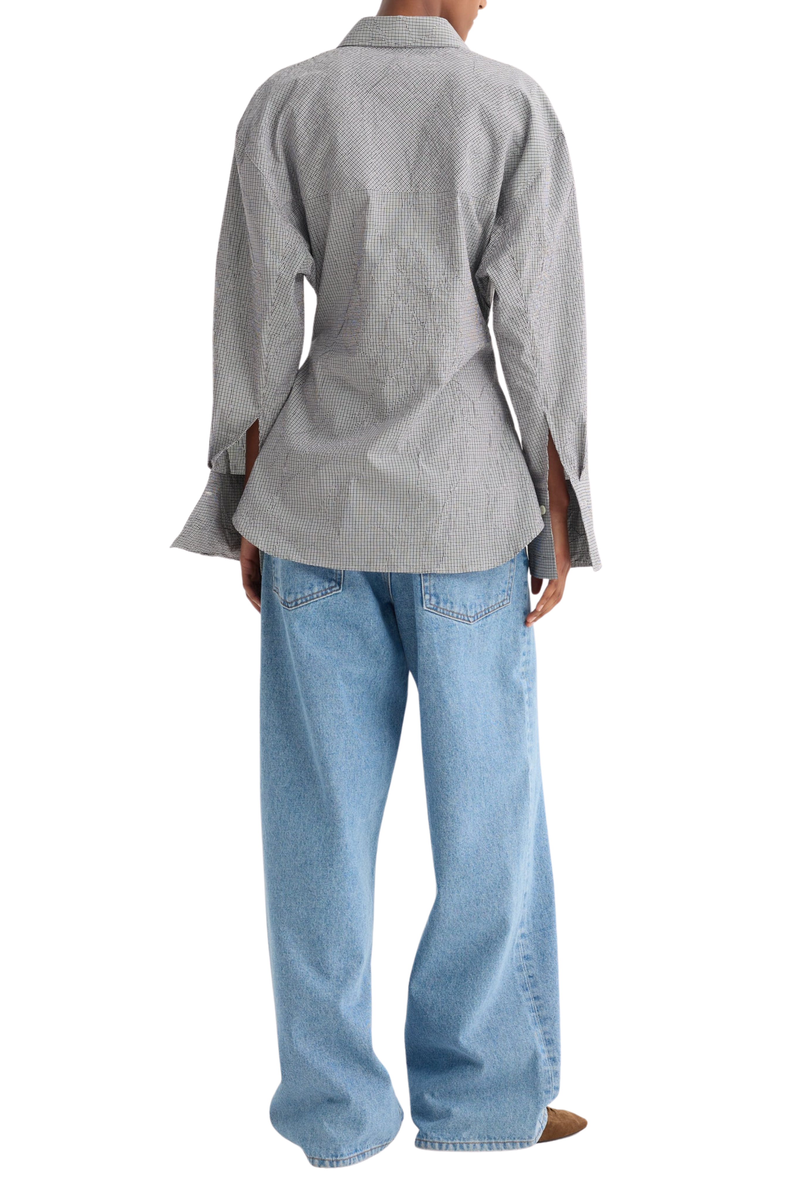 Crushed Checked Shaped Shirt