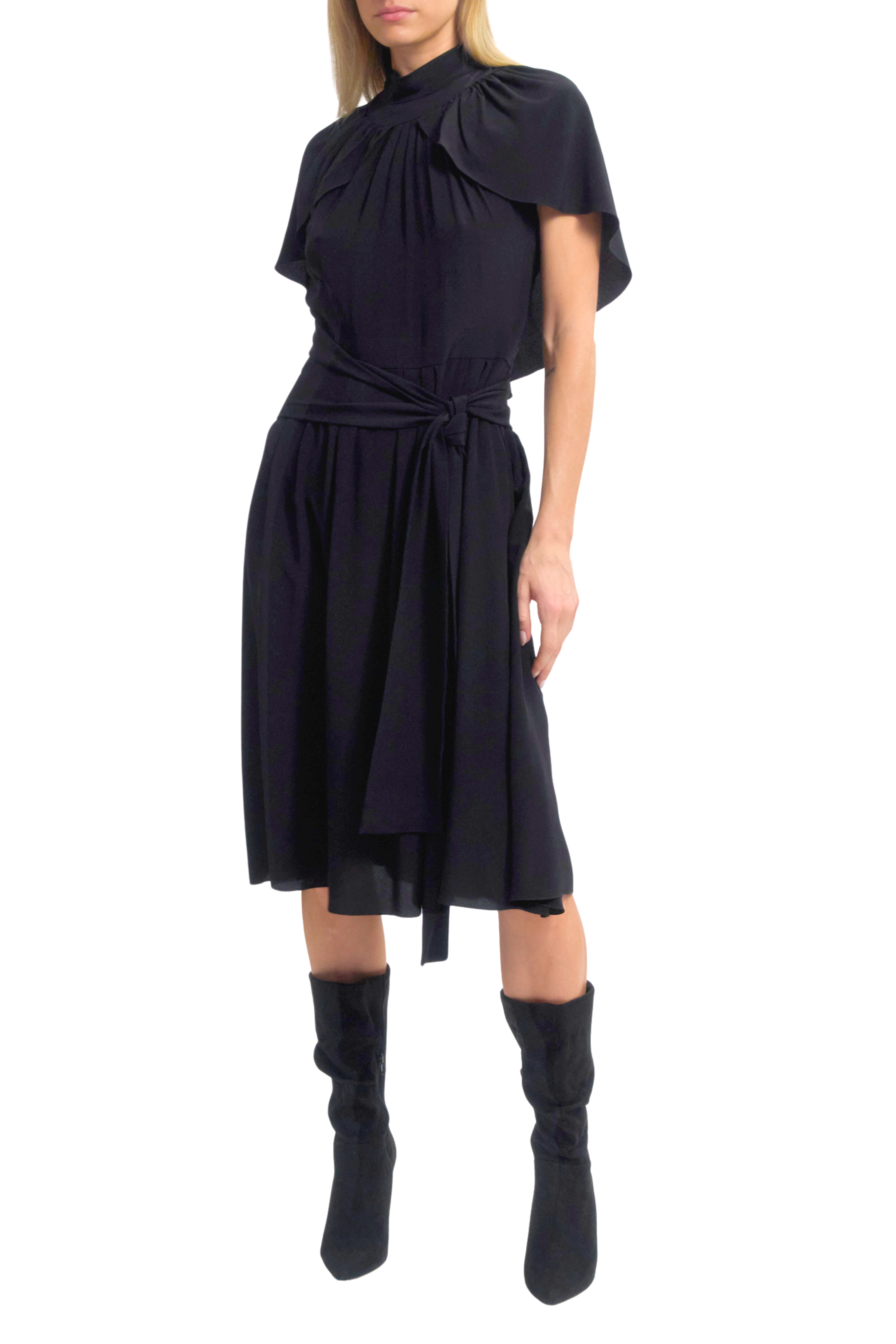 Mock Neck Cape Dress