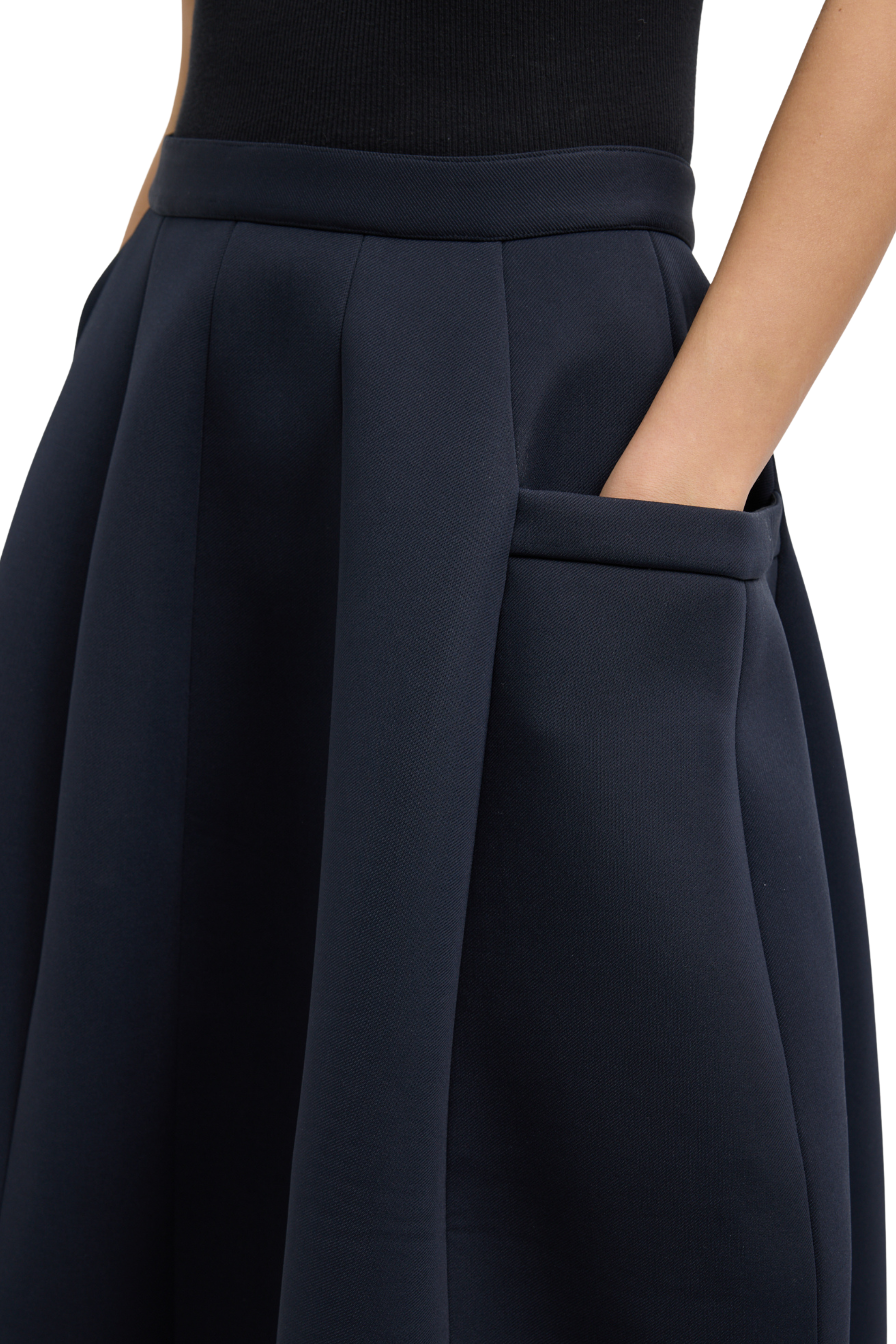 Bonded Twill Sculpted Skirt with Removeable Beaded Detail