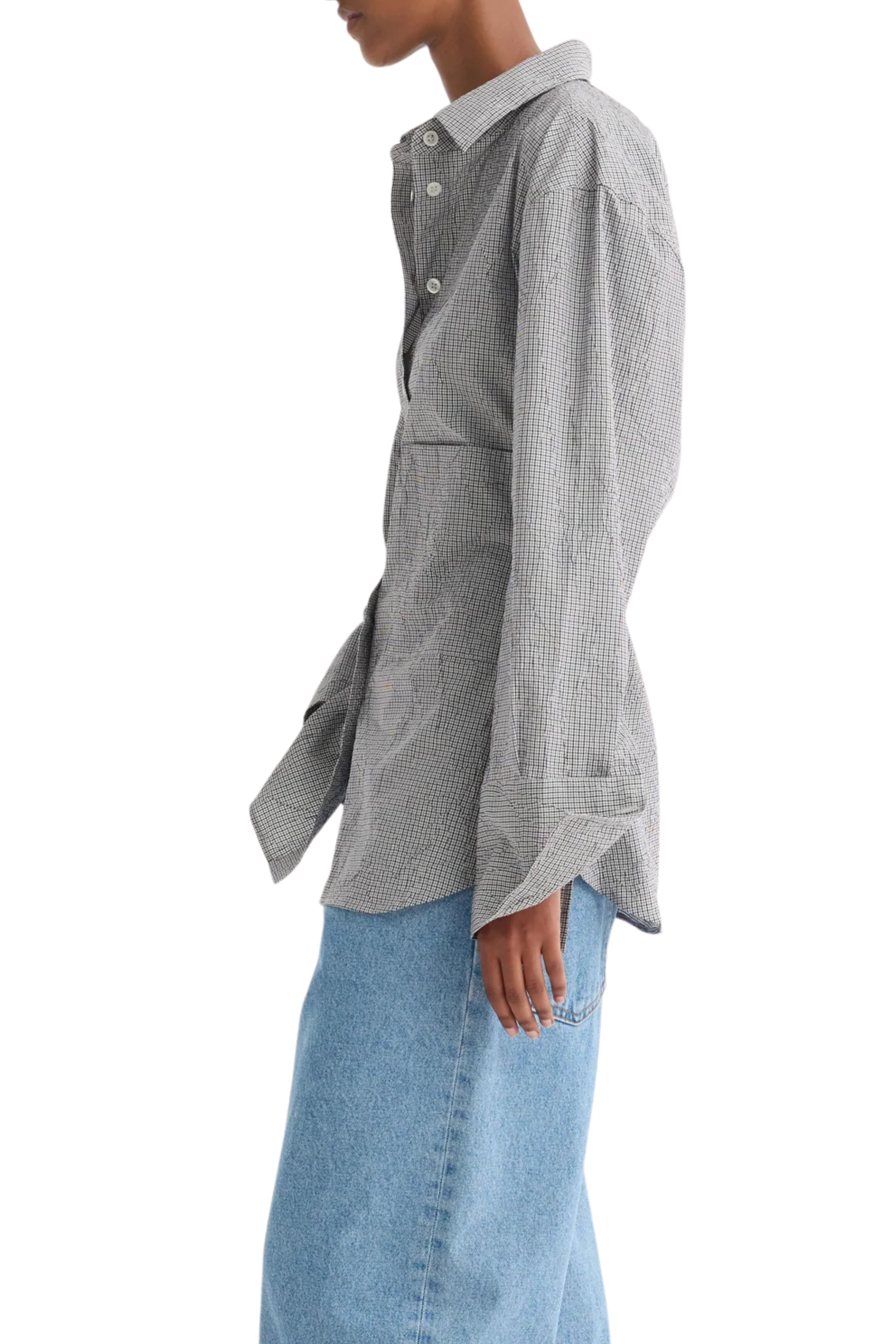 Crushed Checked Shaped Shirt