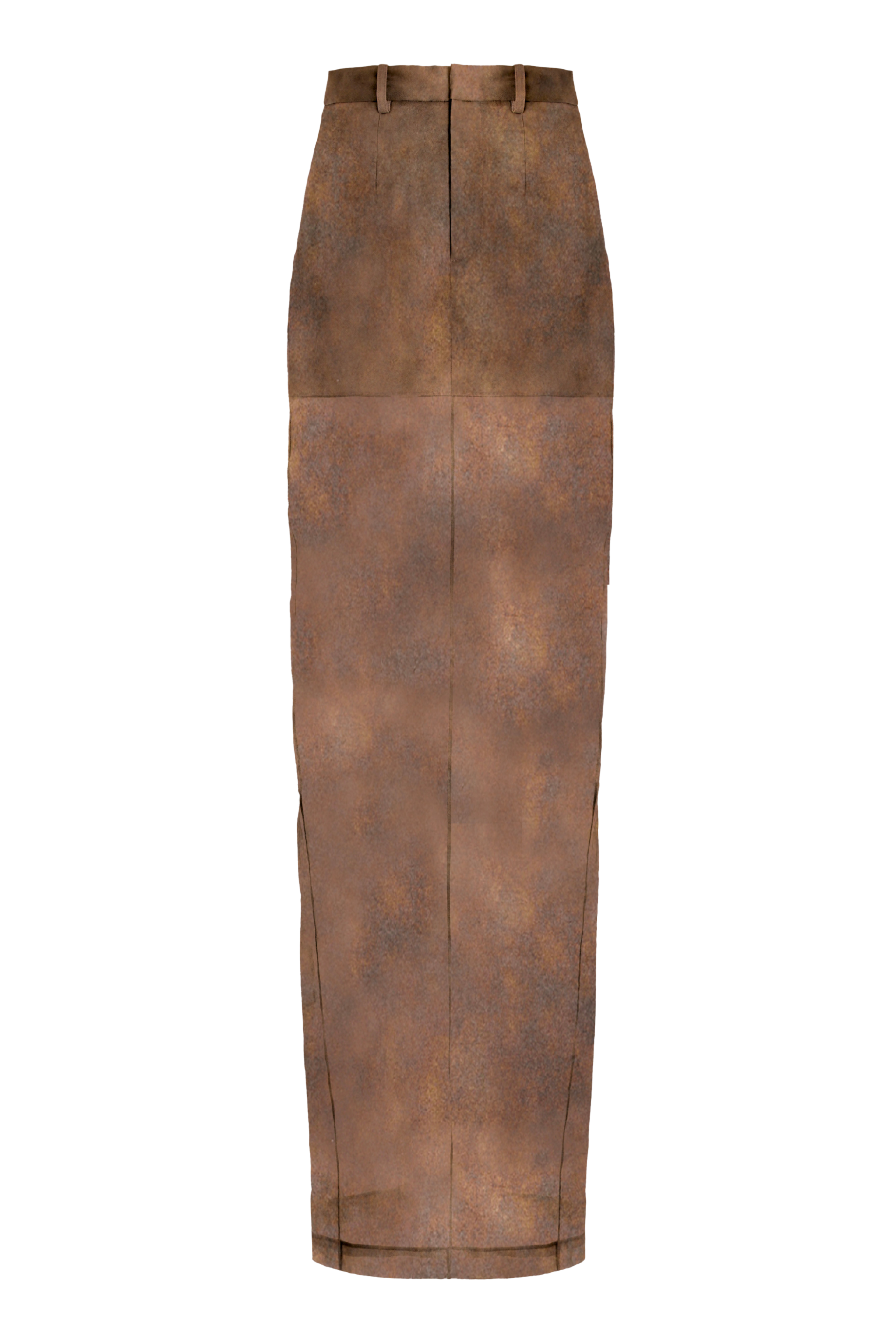 Rust Tailored Silk Maxi Pillar Skirt