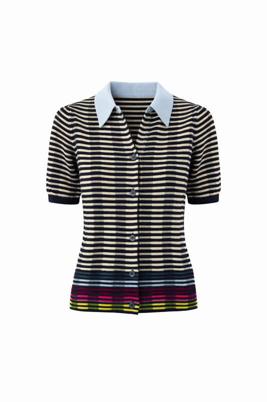 Wave Knit Short Sleeve Polo Shirt