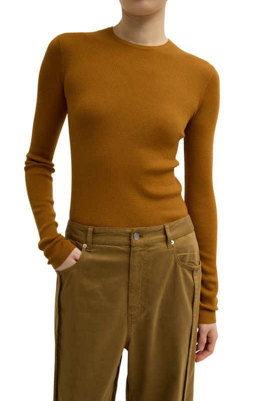 Feather Weight Ribbed Sweater Crewneck Pullover