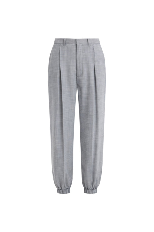 Sheer Wool Gauze Pleated Long Balloon Pant