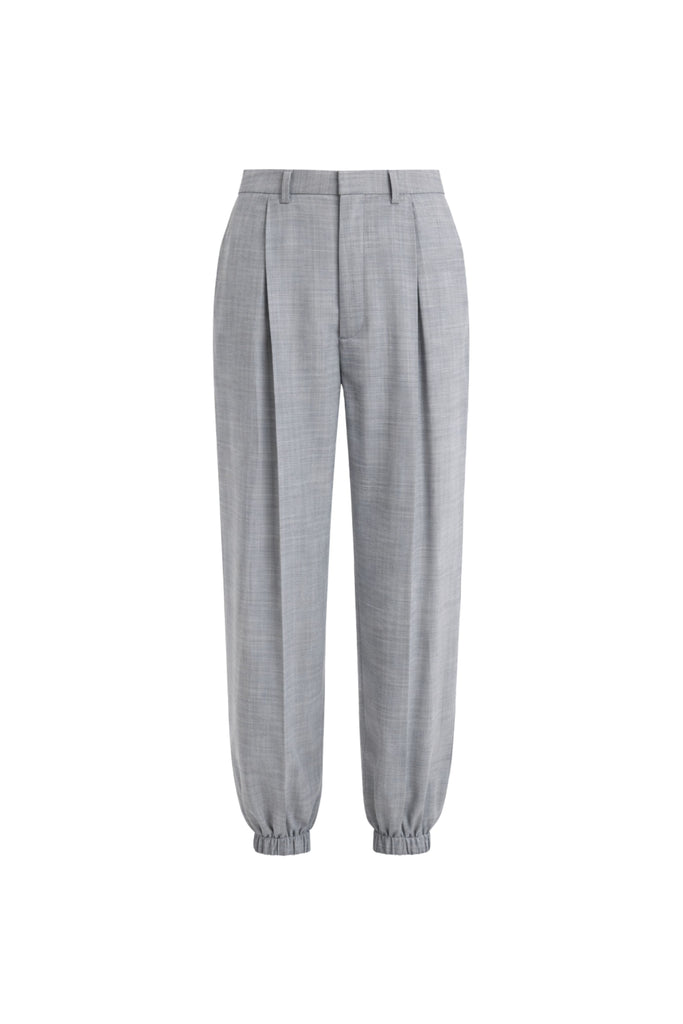 Sheer Wool Gauze Pleated Long Balloon Pant