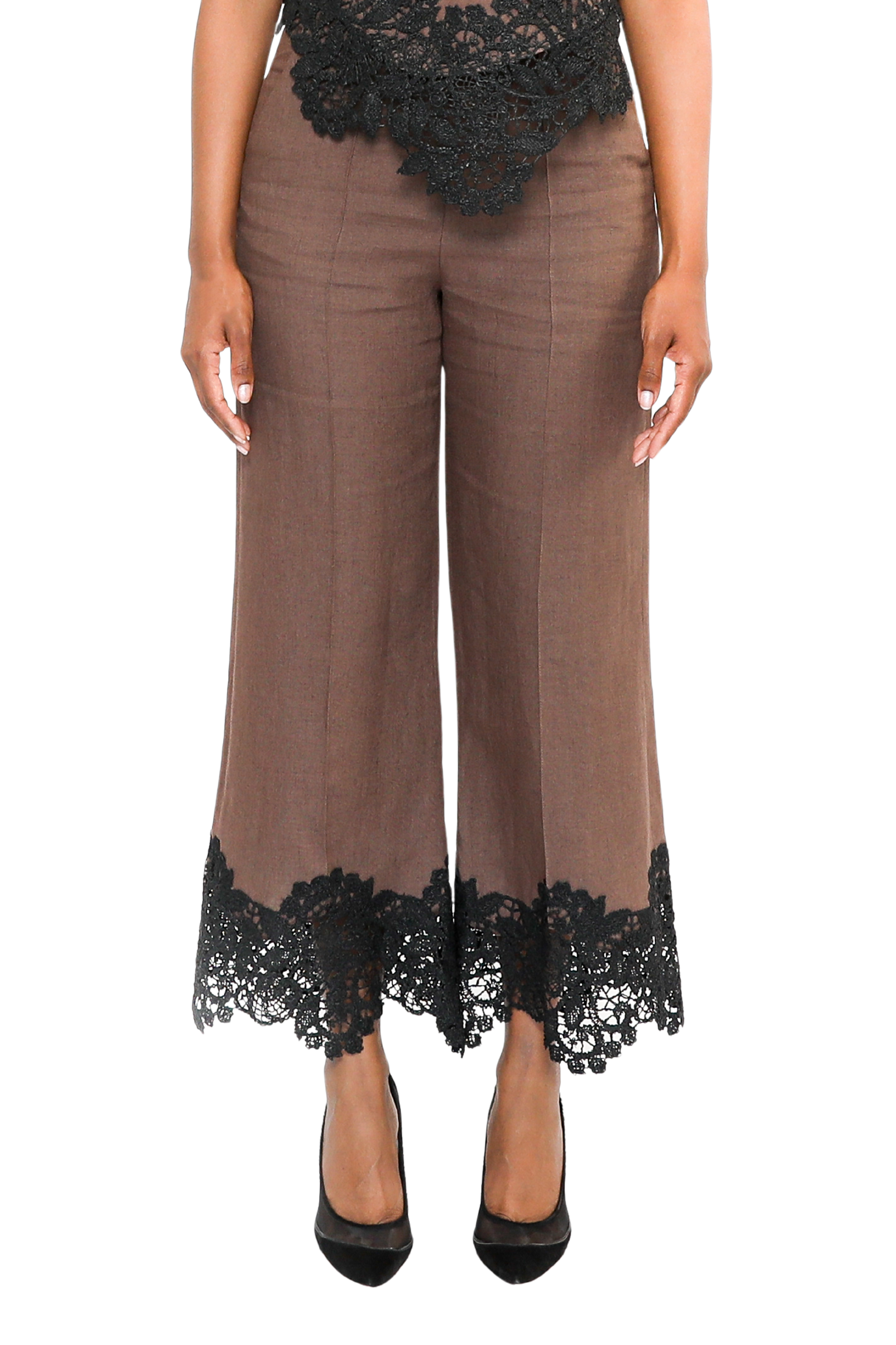 ROSIE ASSOULIN Lace Flare Cropped Pants