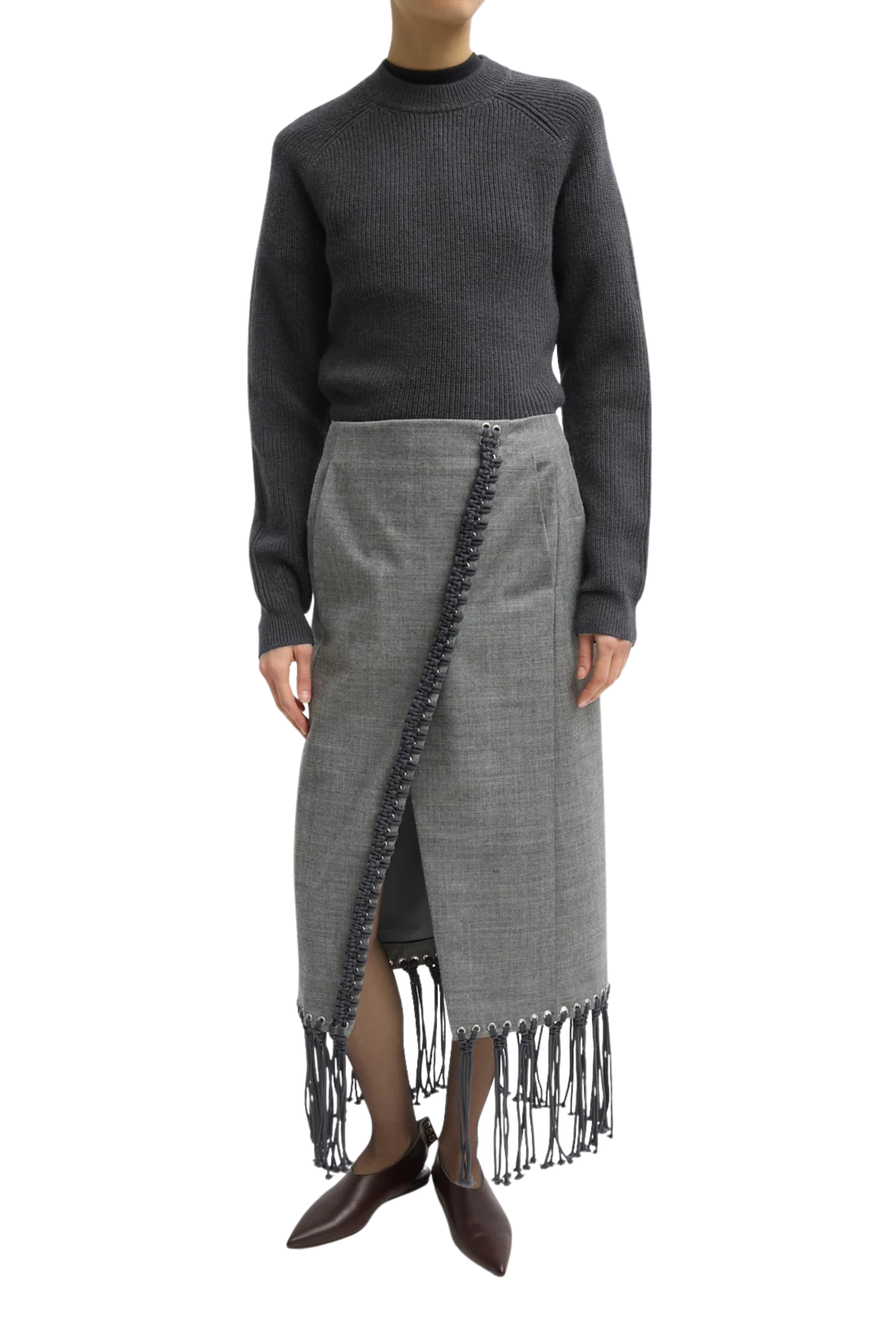 Techy Bonded Wool Crochet Trim Skirt