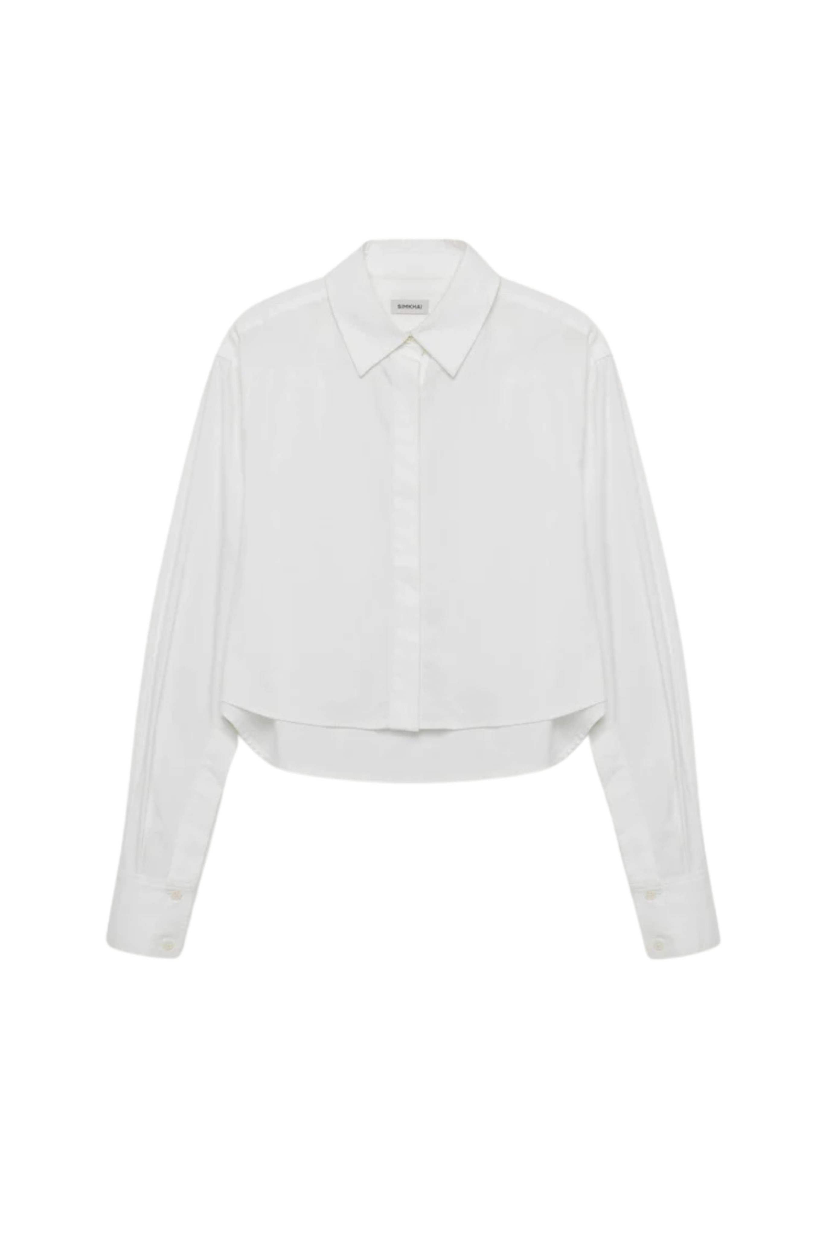 Renata Cropped Button Down Shirt in White
