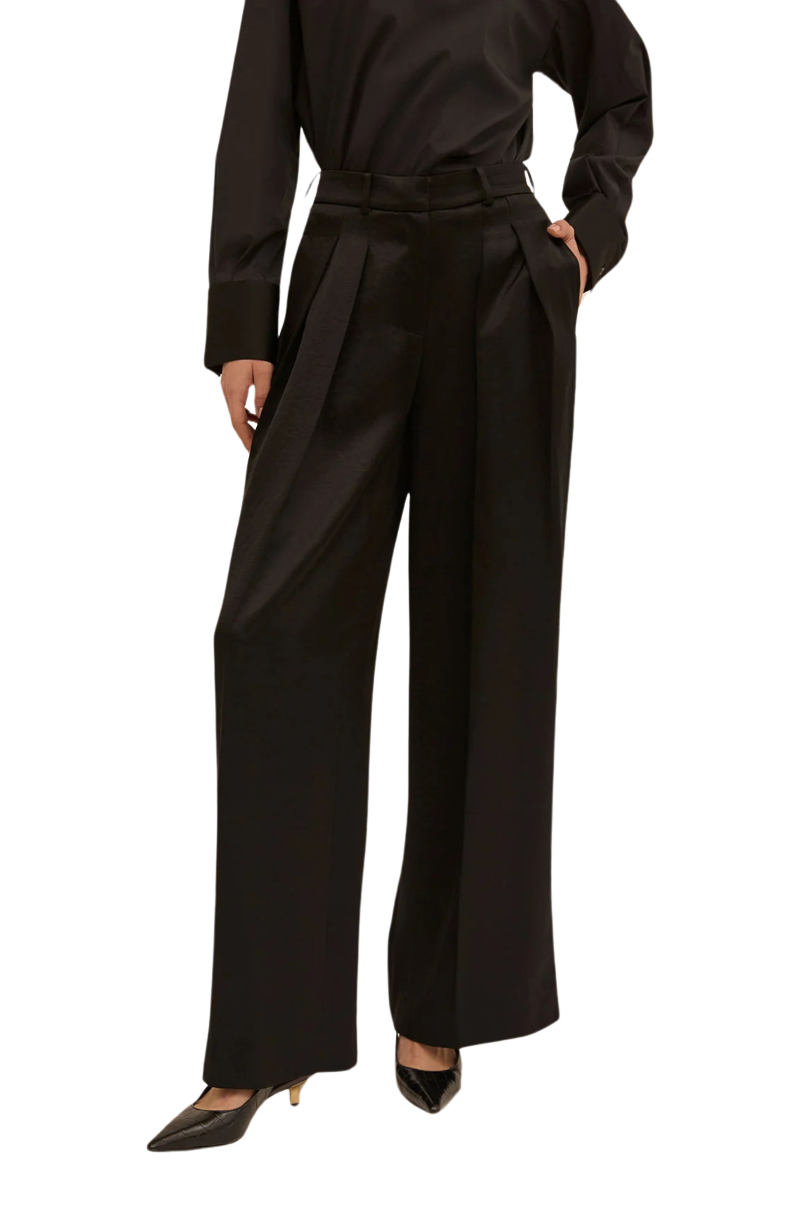 Double Pleat Wide Leg Trouser