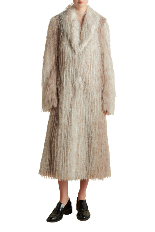 Faux Fur Coat with Shawl Collar
