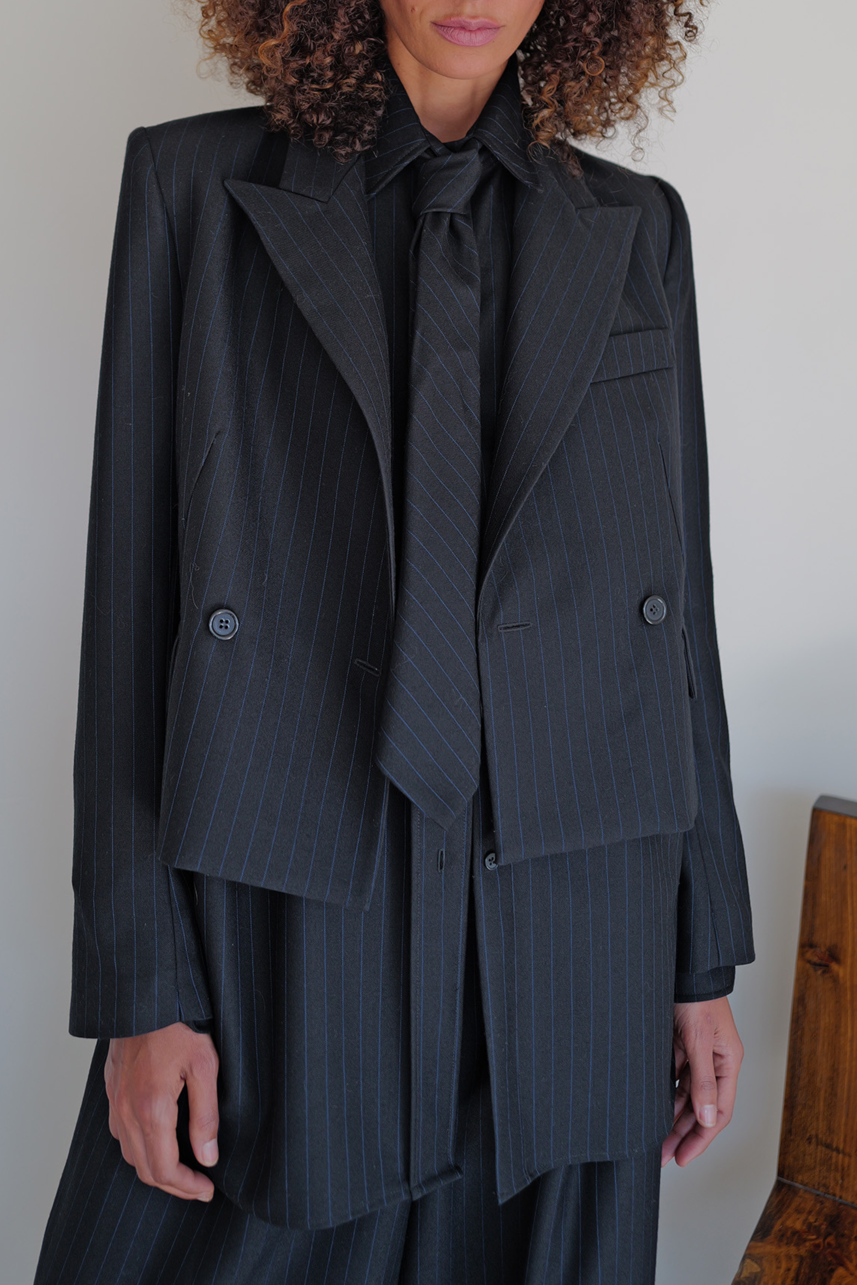 Pinstripe Tuxedo Blazer
