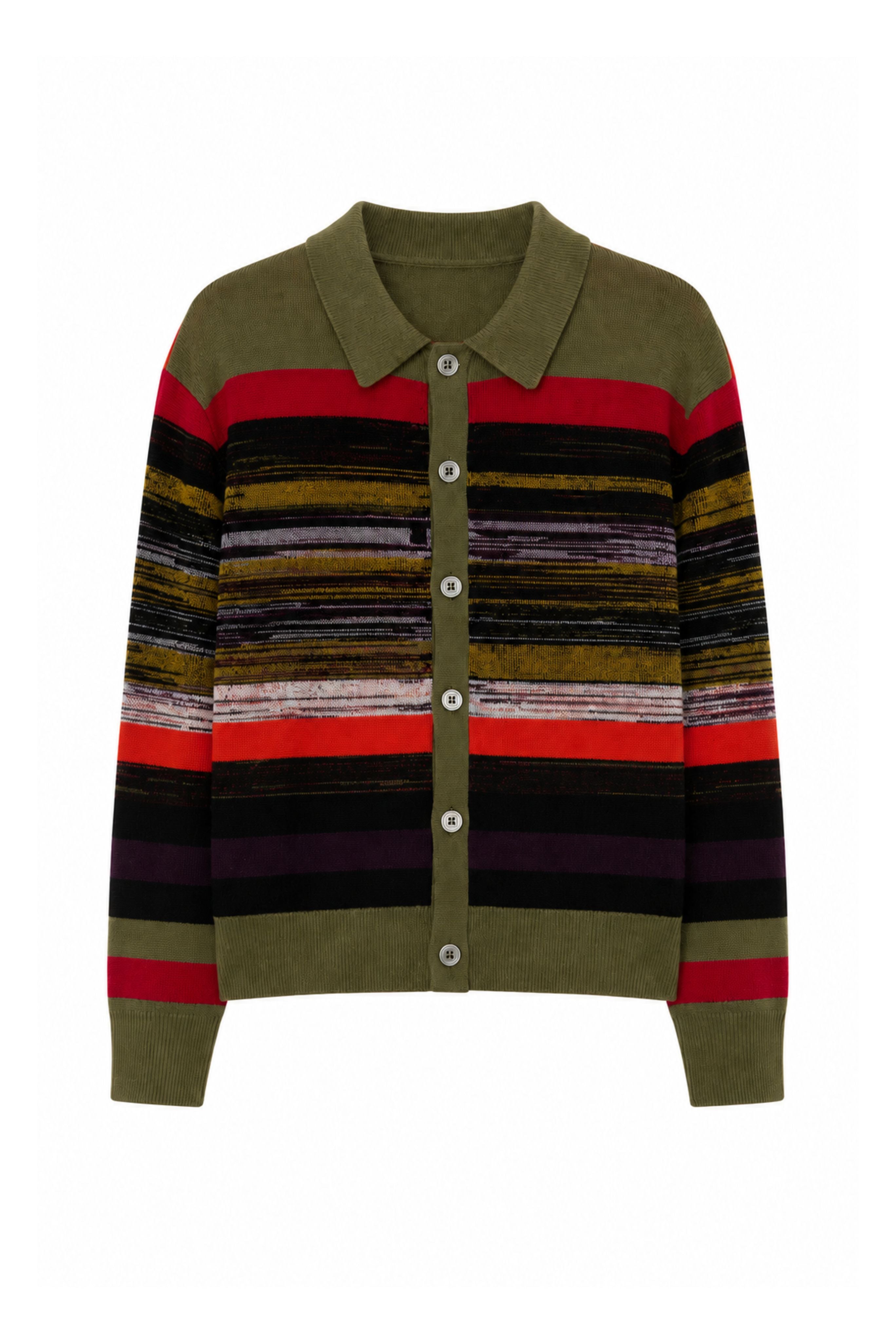 Andrew Stripe Olive Cardigan