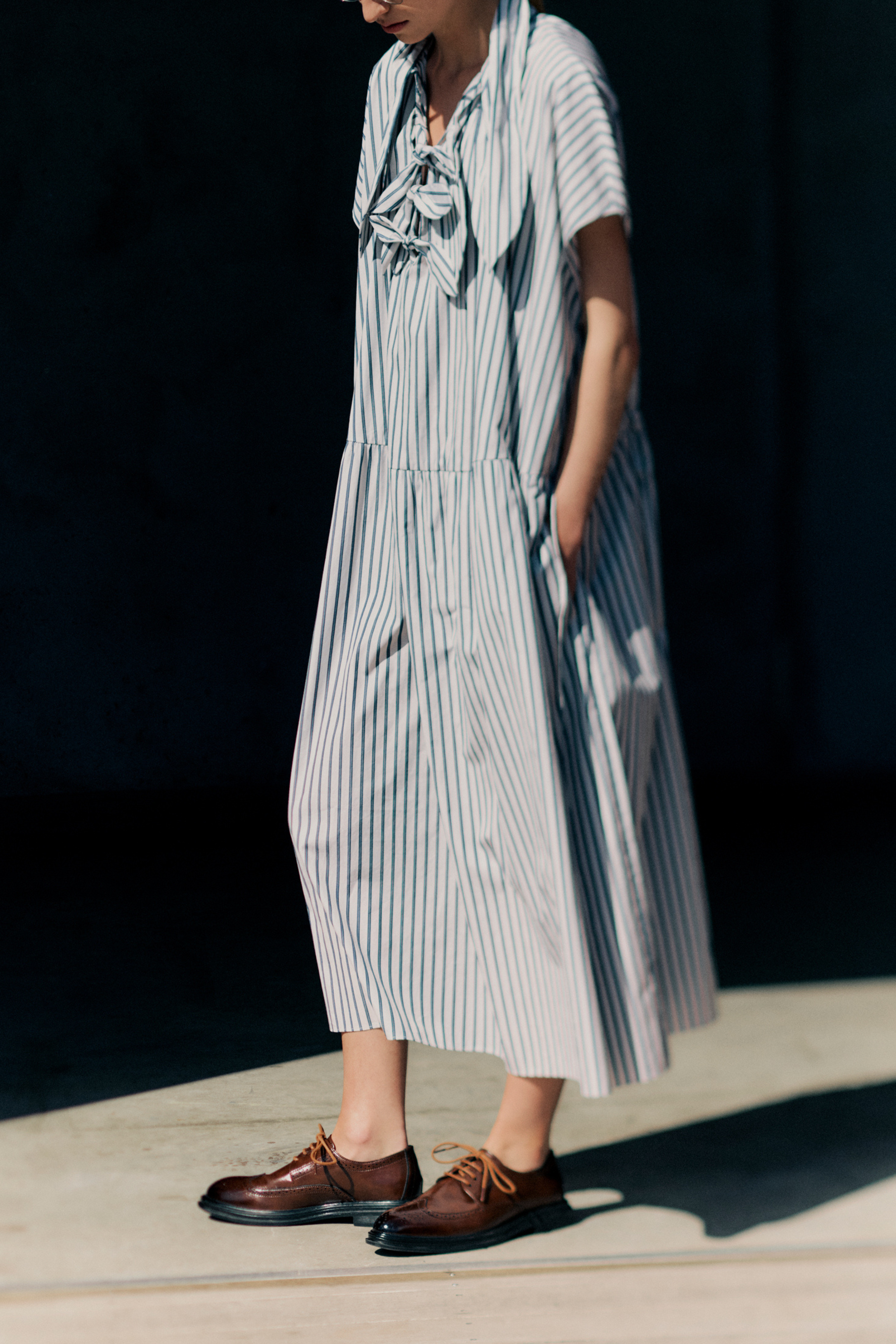 Drop Sleeve Painter's Dress - Blue