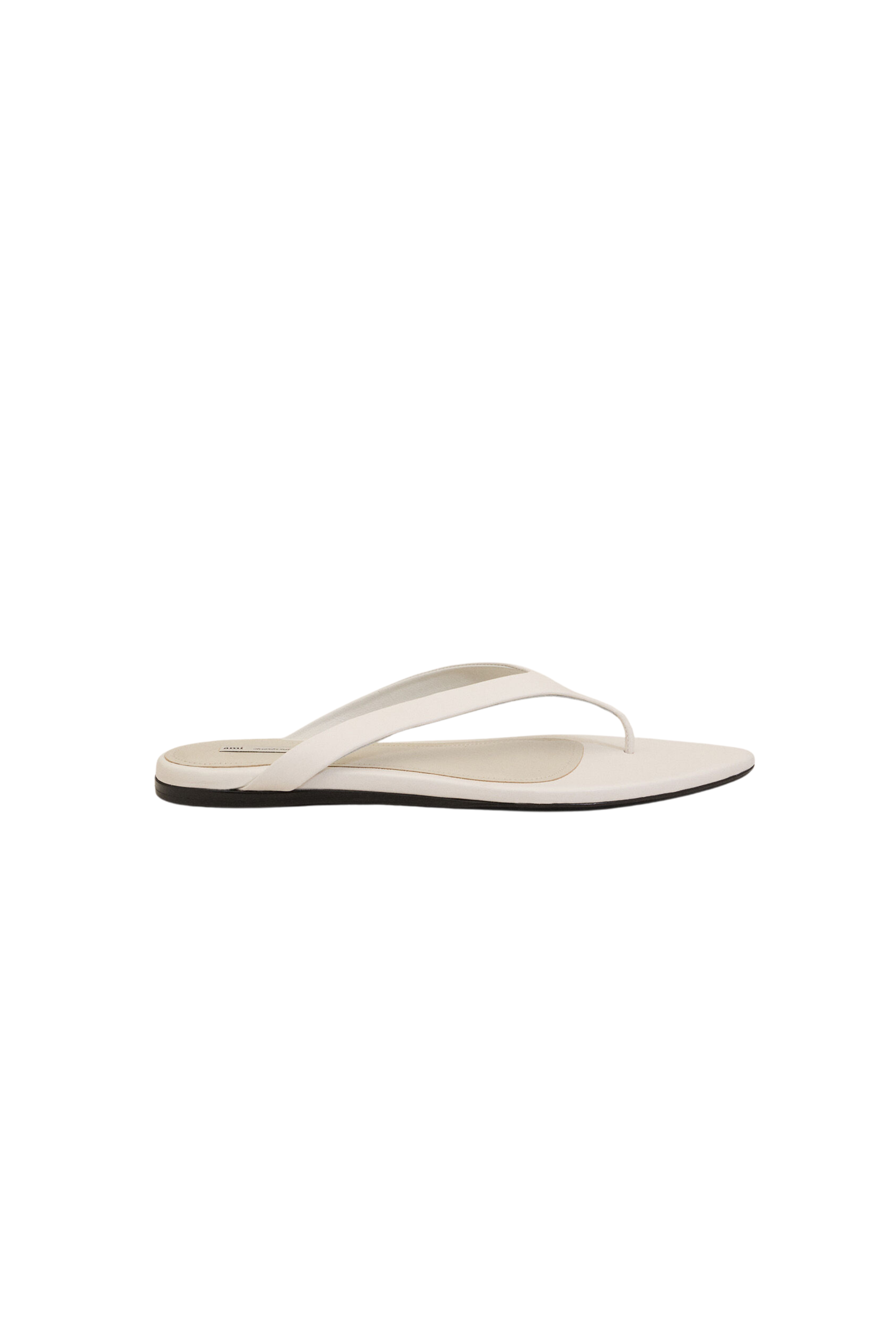 Pointed Toe Flip Flops - Cream