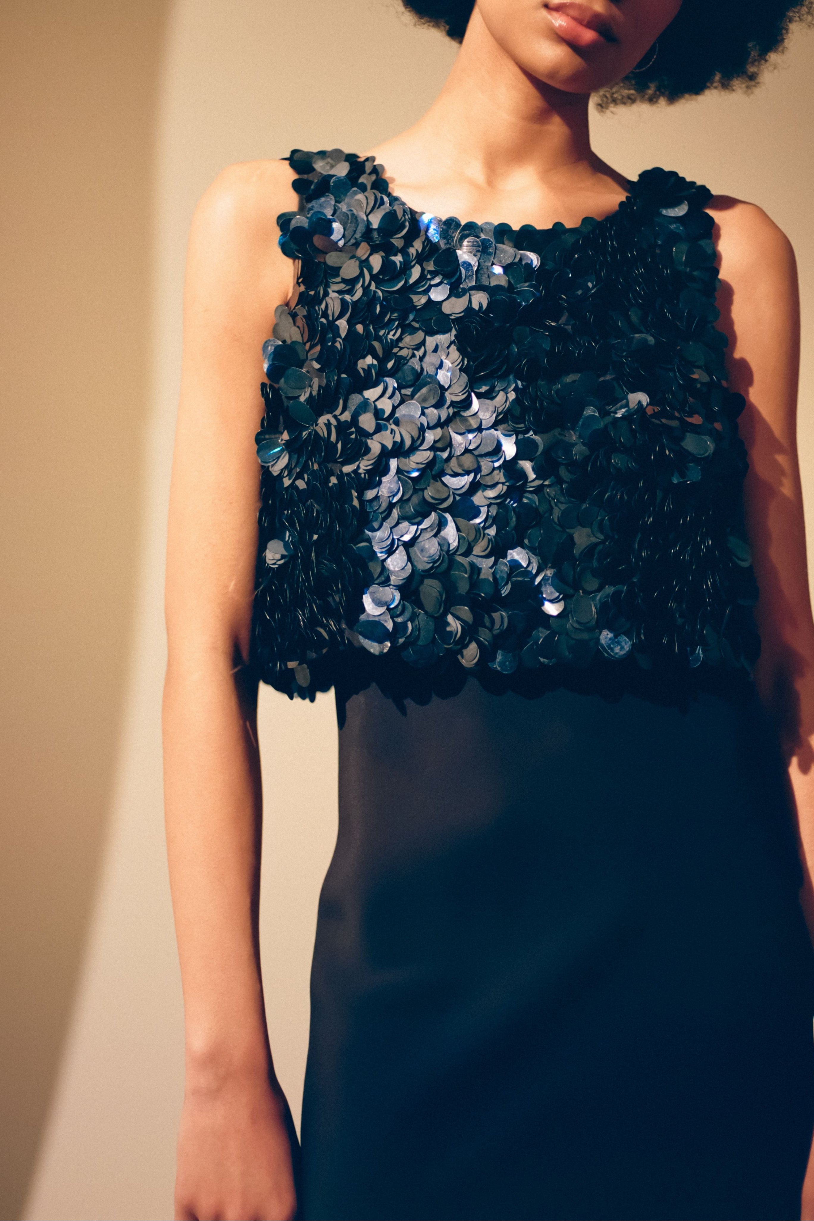 Bias Dress with Paillette Bodice