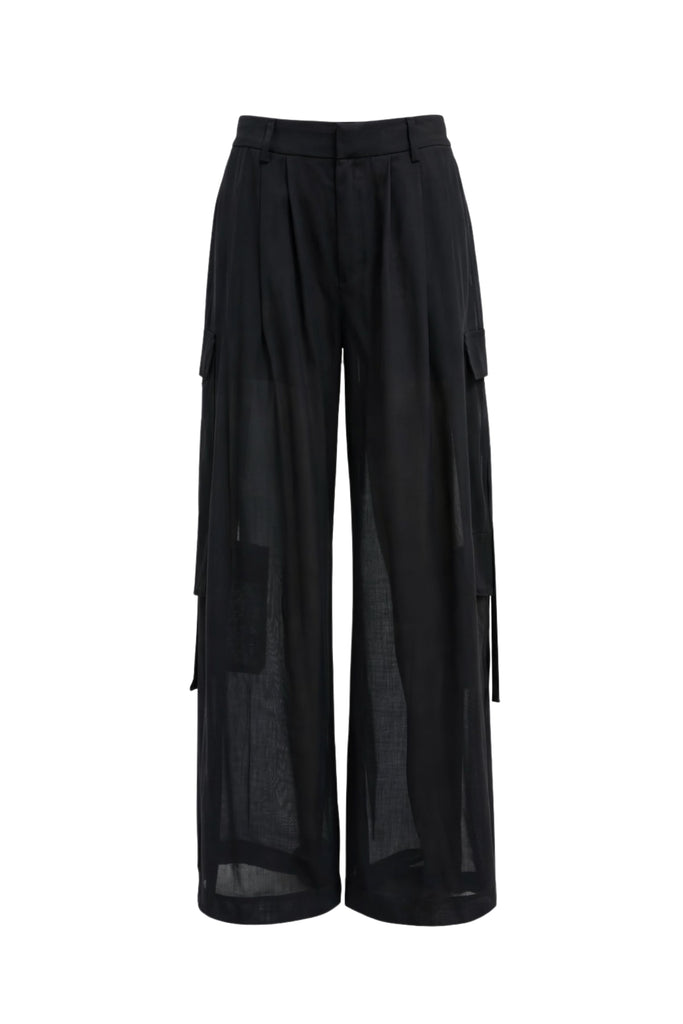 Sheer Wool Gauze Triple Pleat Pant