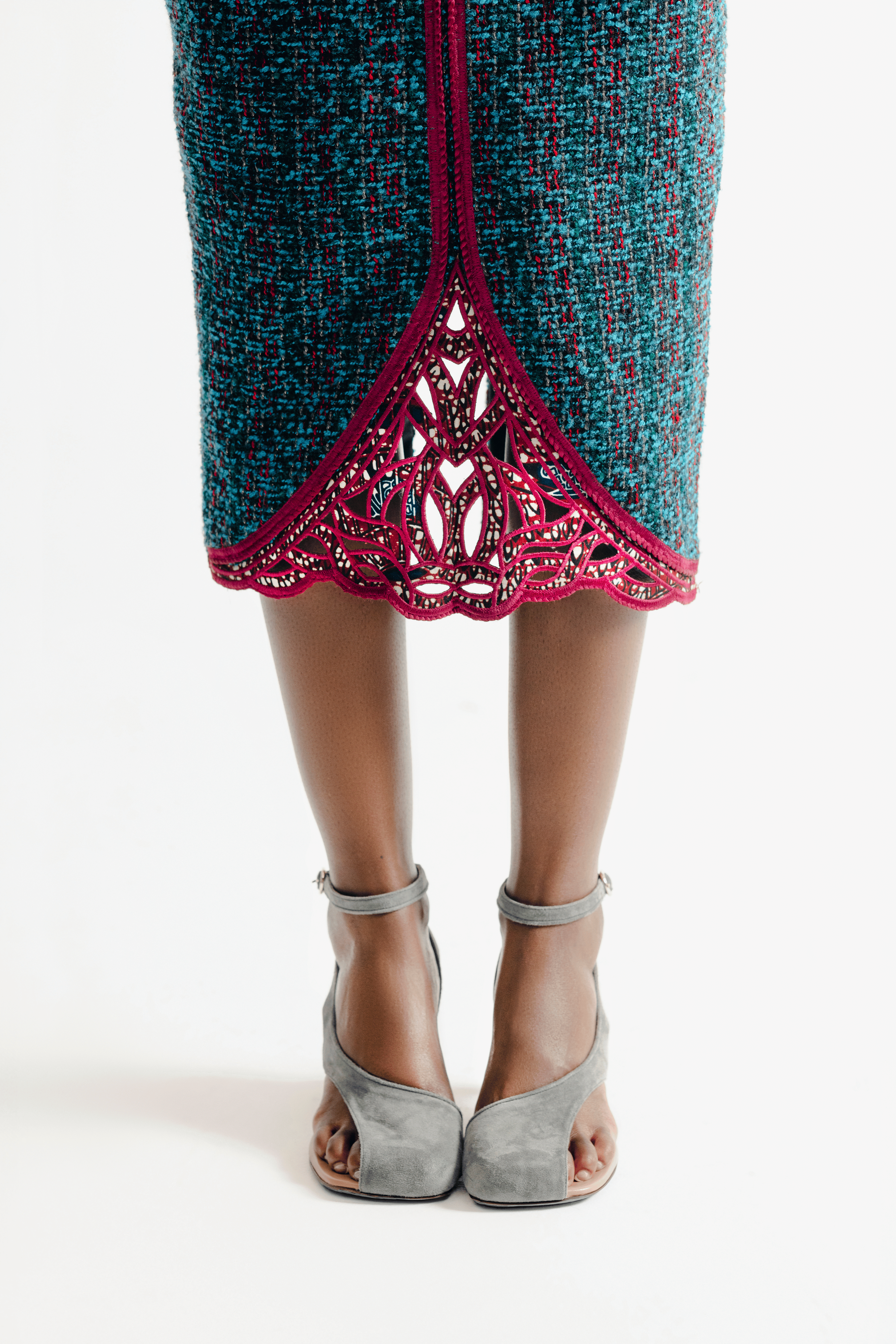 CHRISTIE BROWN x McMullen Abby Teal Tweed Skirt