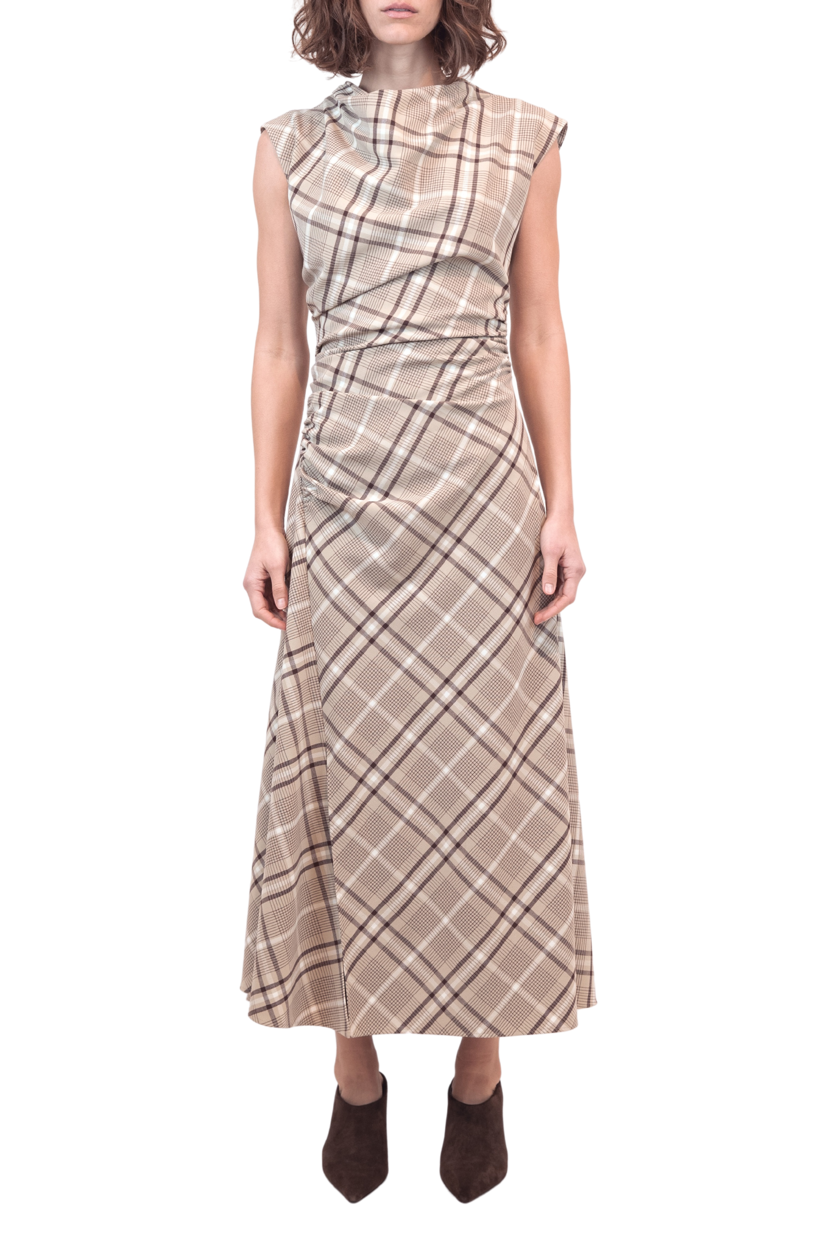 SIMKHAI Burke Draped Plaid Dress