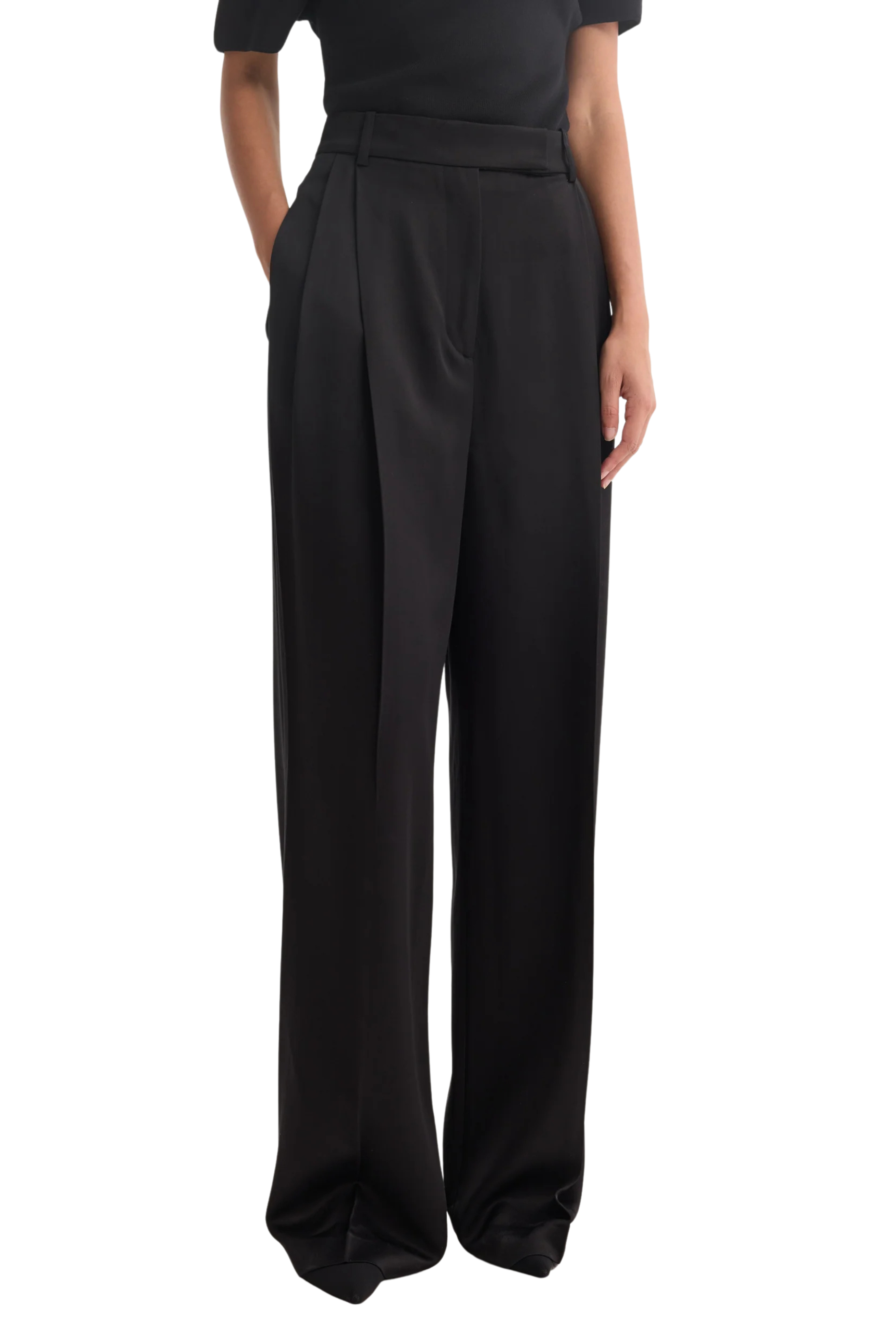 High-Waist Satin Trousers