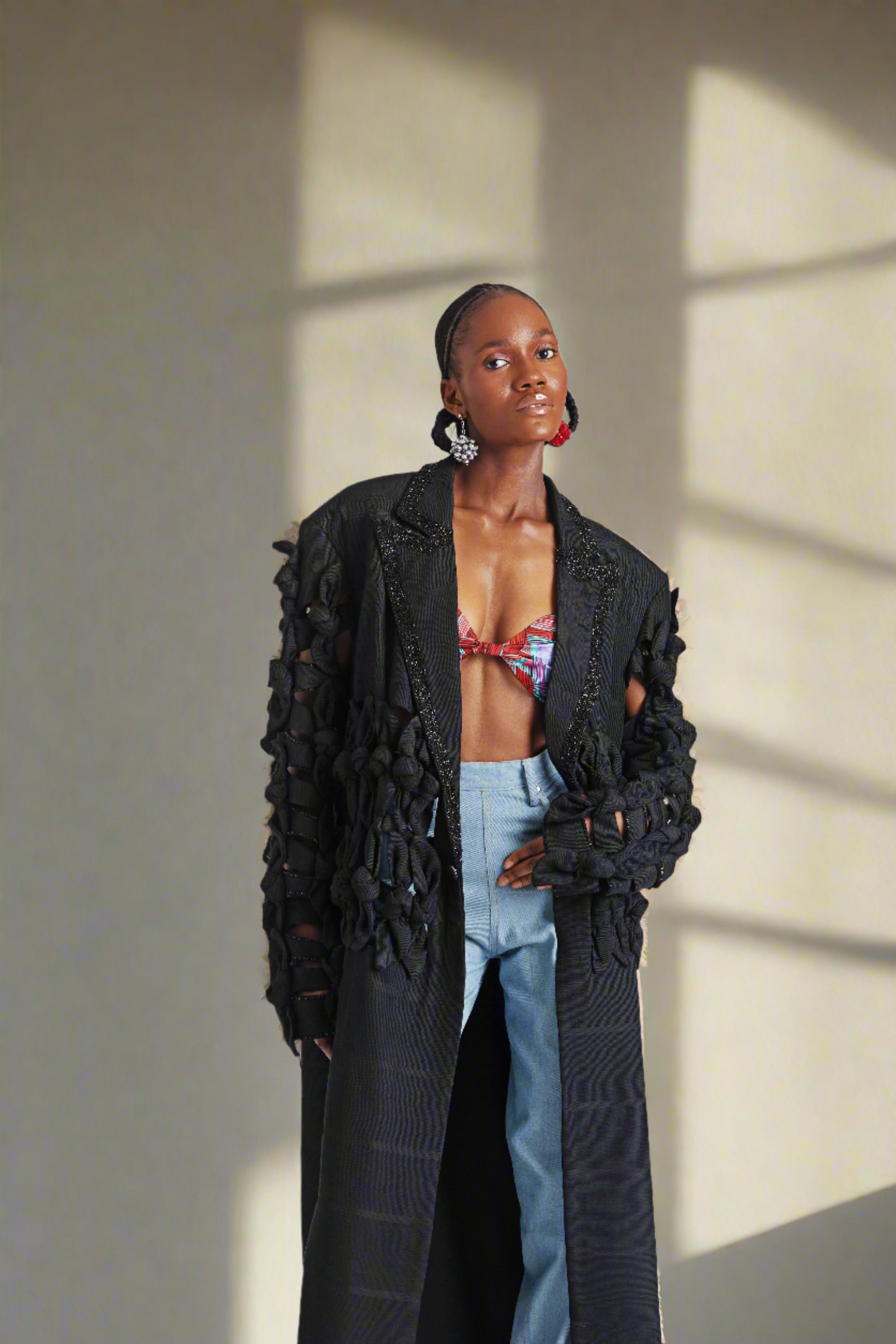 Embellished top duster coat