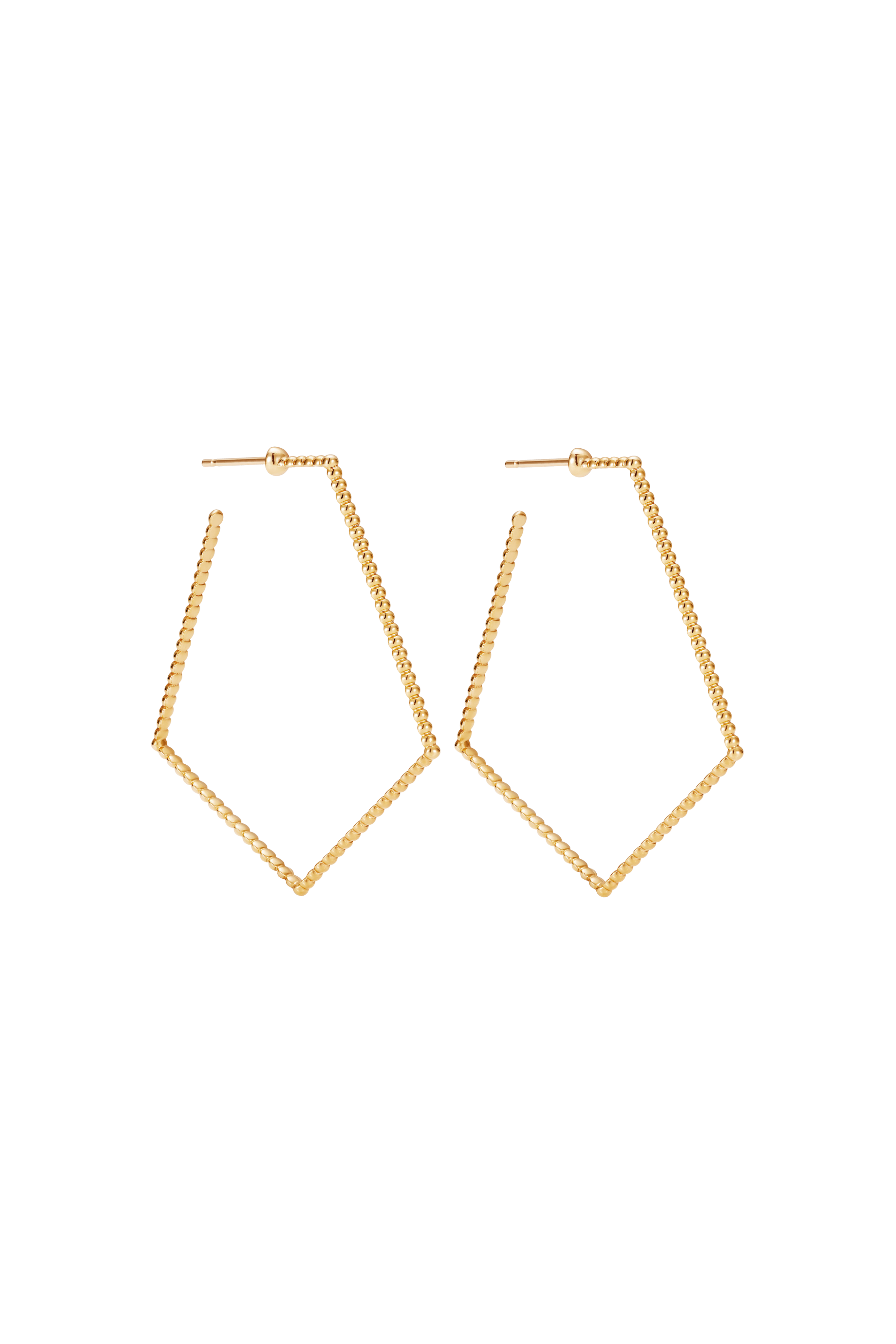 Beaded Pentagon Earrings - 18k Yellow Gold