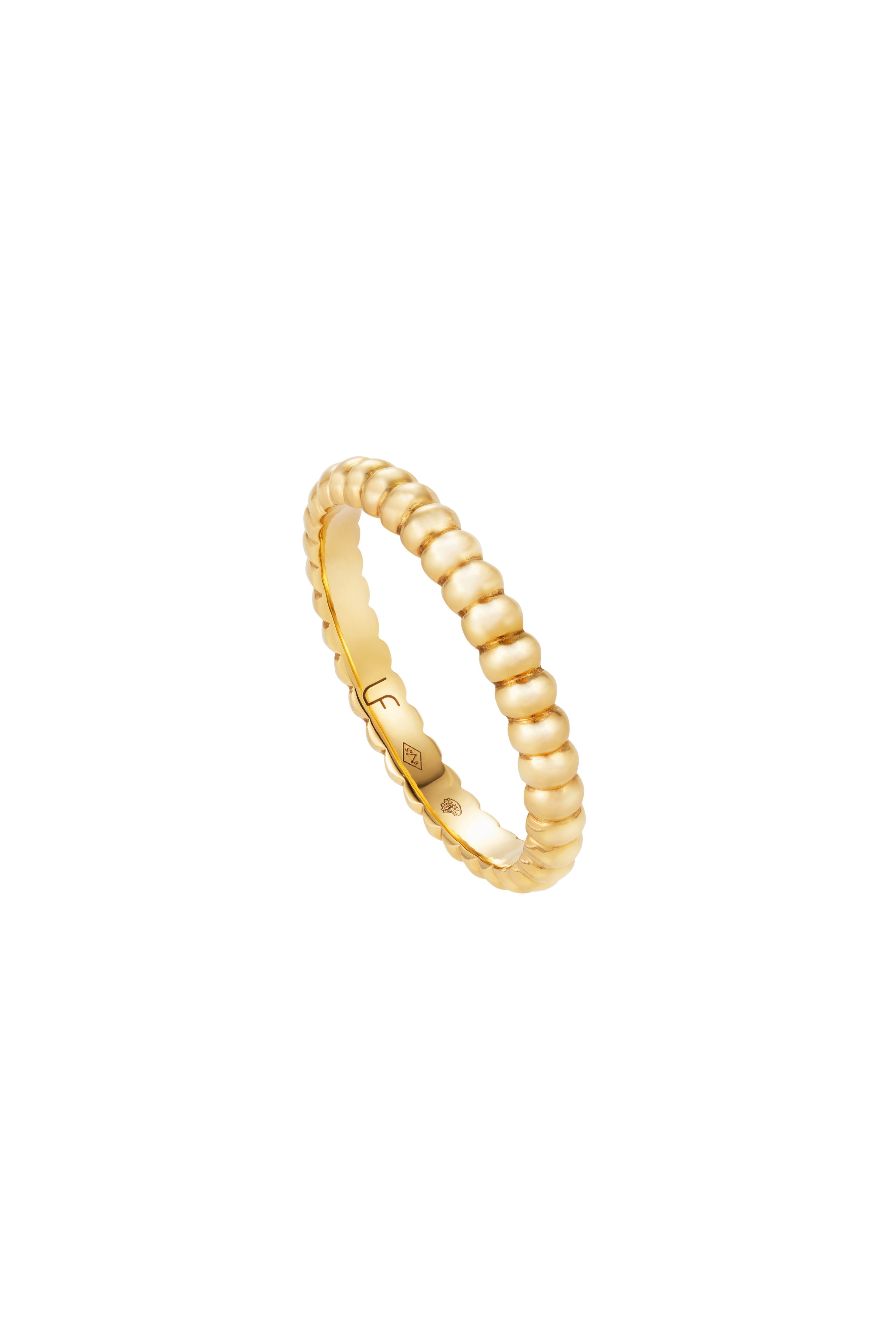 Beaded Thin Band - 18k Yellow Gold (Satin Finish)