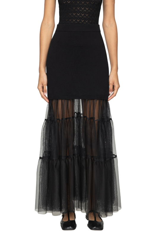 Seraphine Solid Knit Tulle Skirt