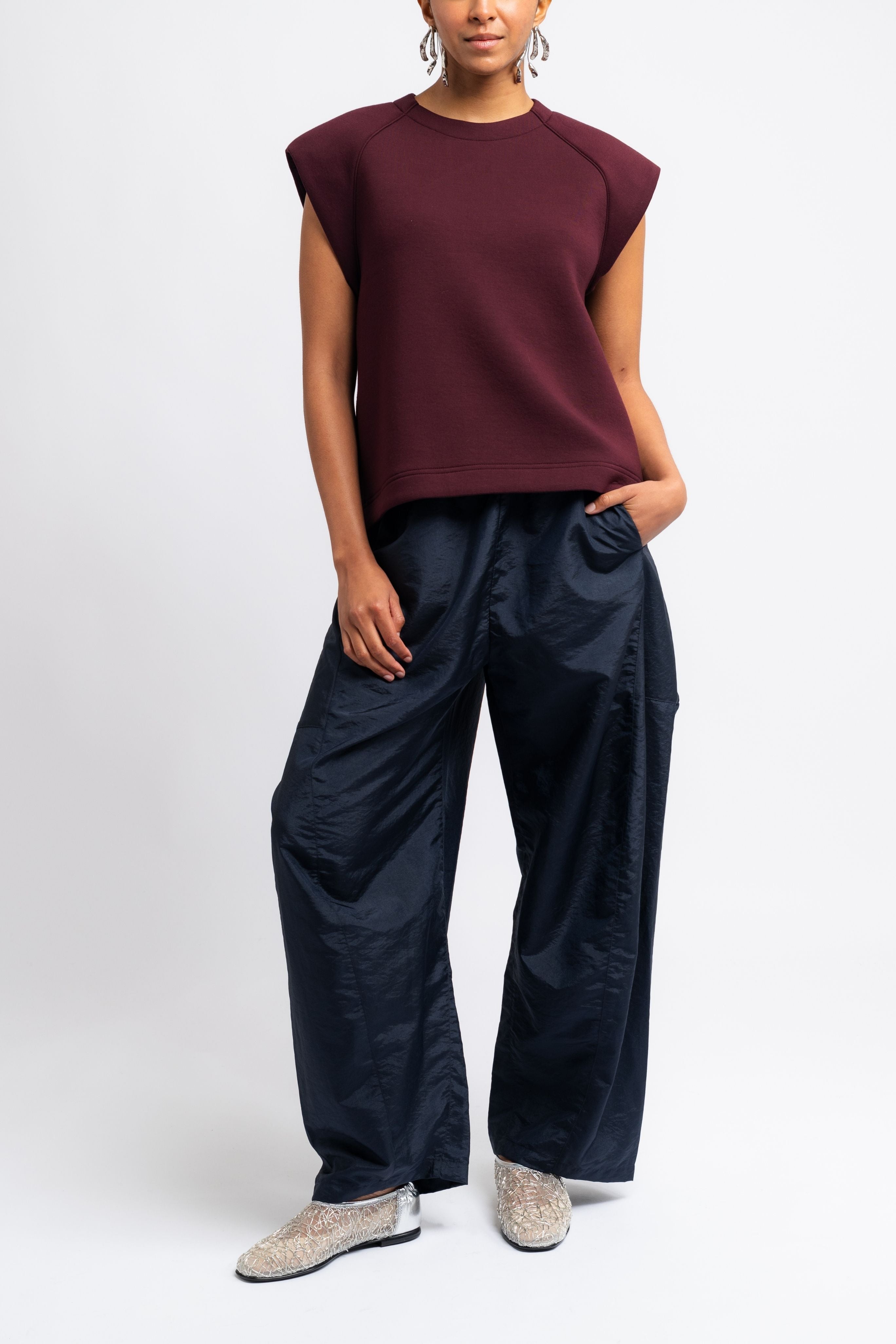 Bonded Viscose Sculpted Sleeveless Top