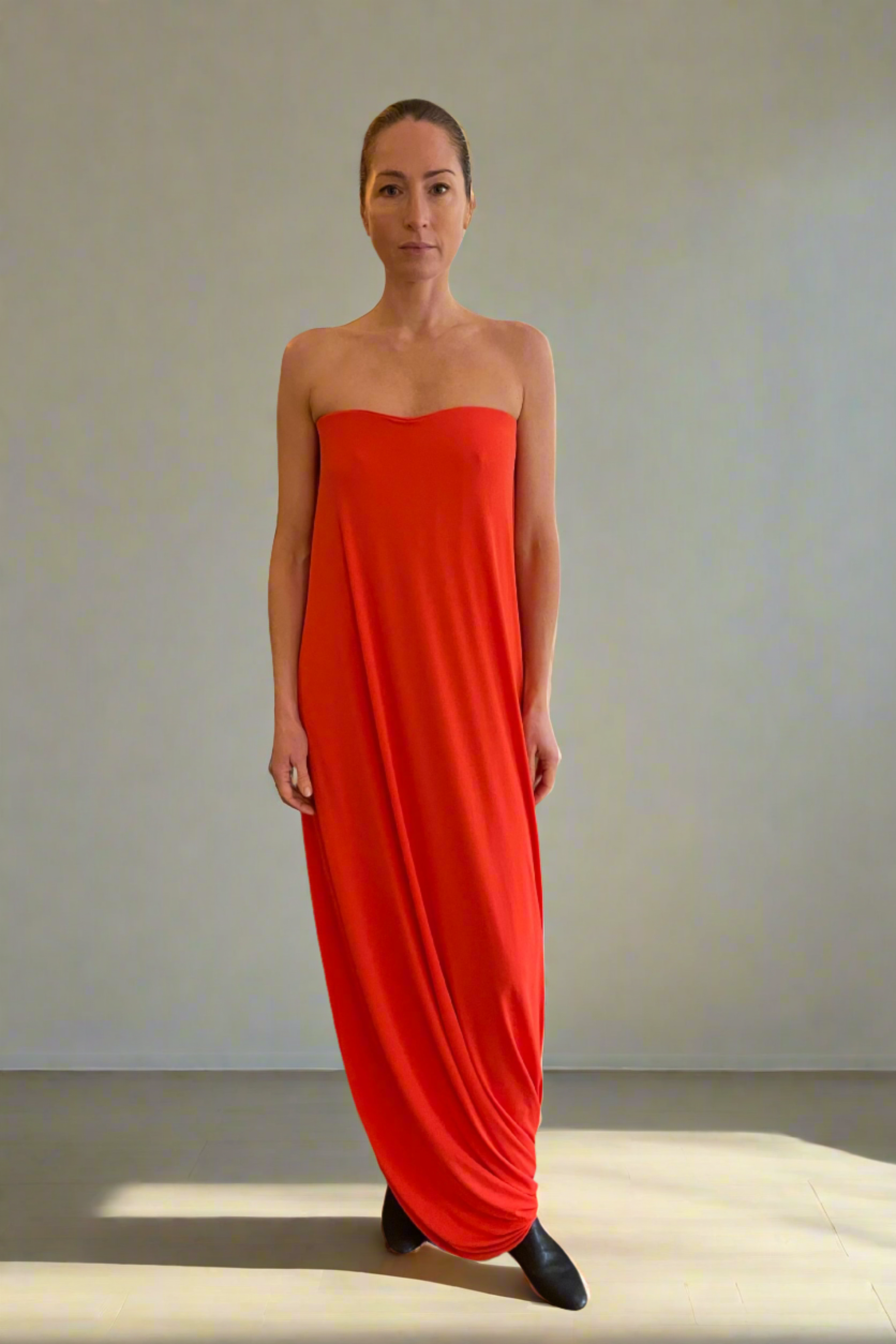 TOVE Red Eula Strapless Maxi Drape Dress