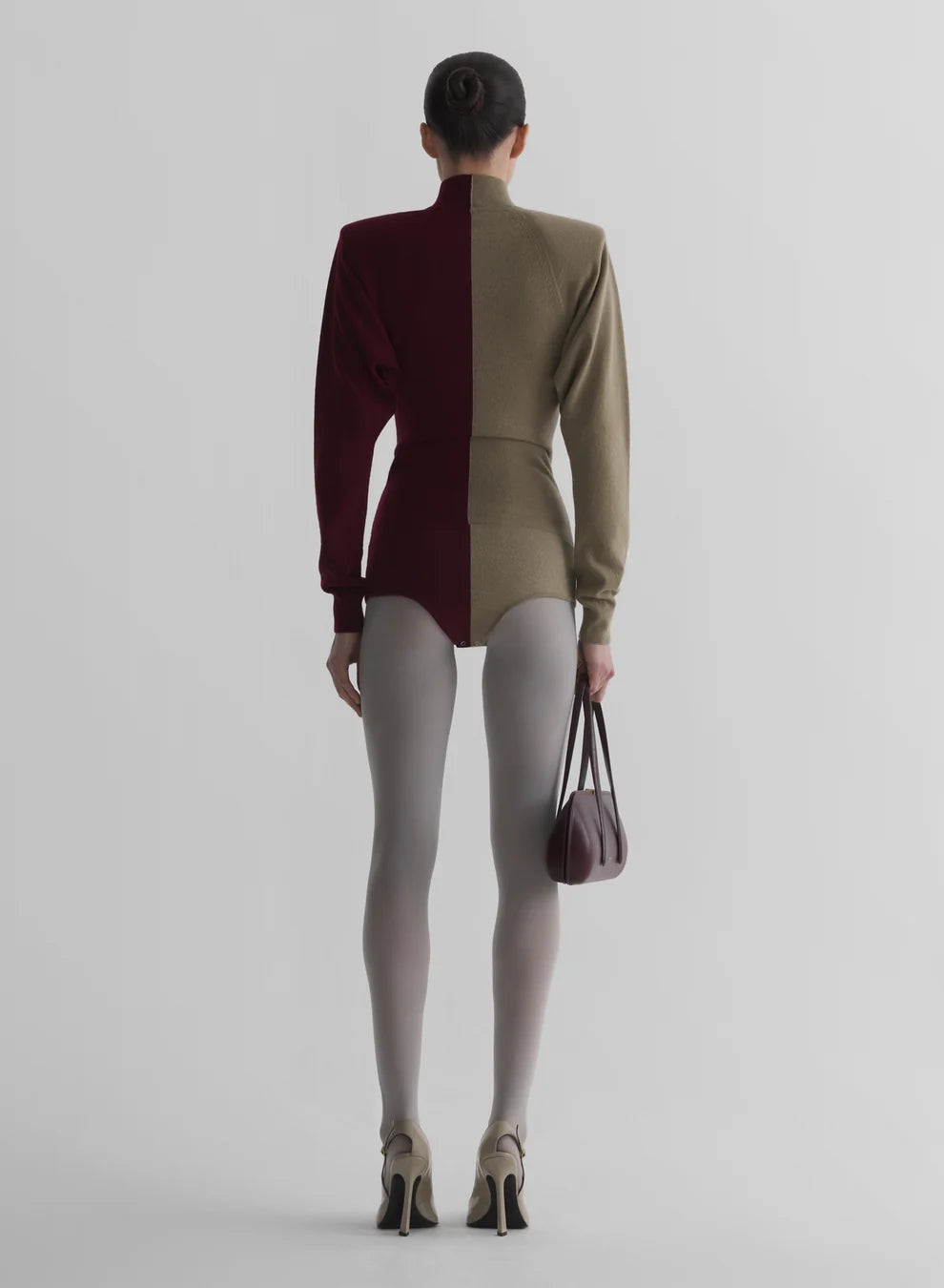 Bi-color cashmere bodysuit