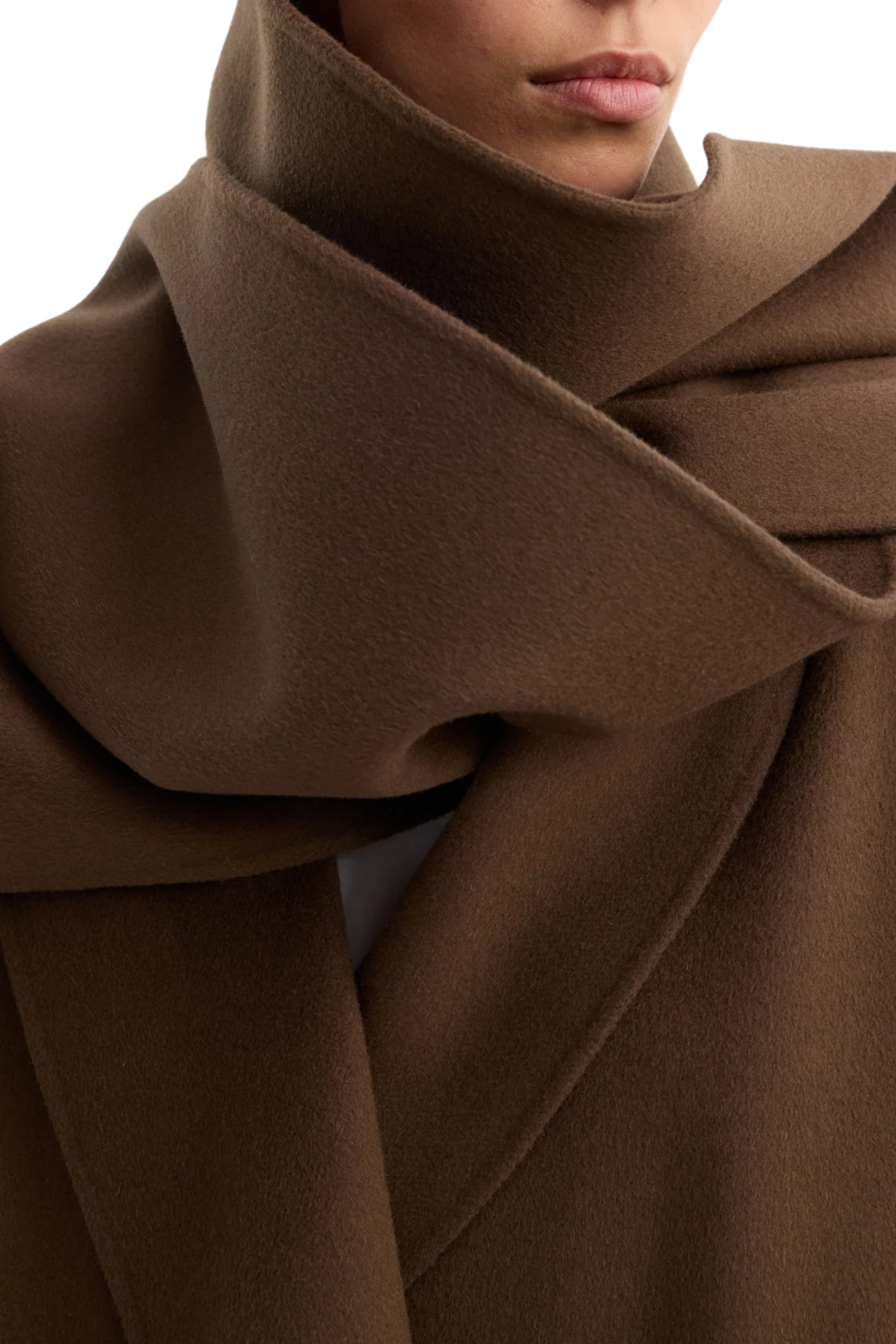 Double-Faced Wool Scarf Coat