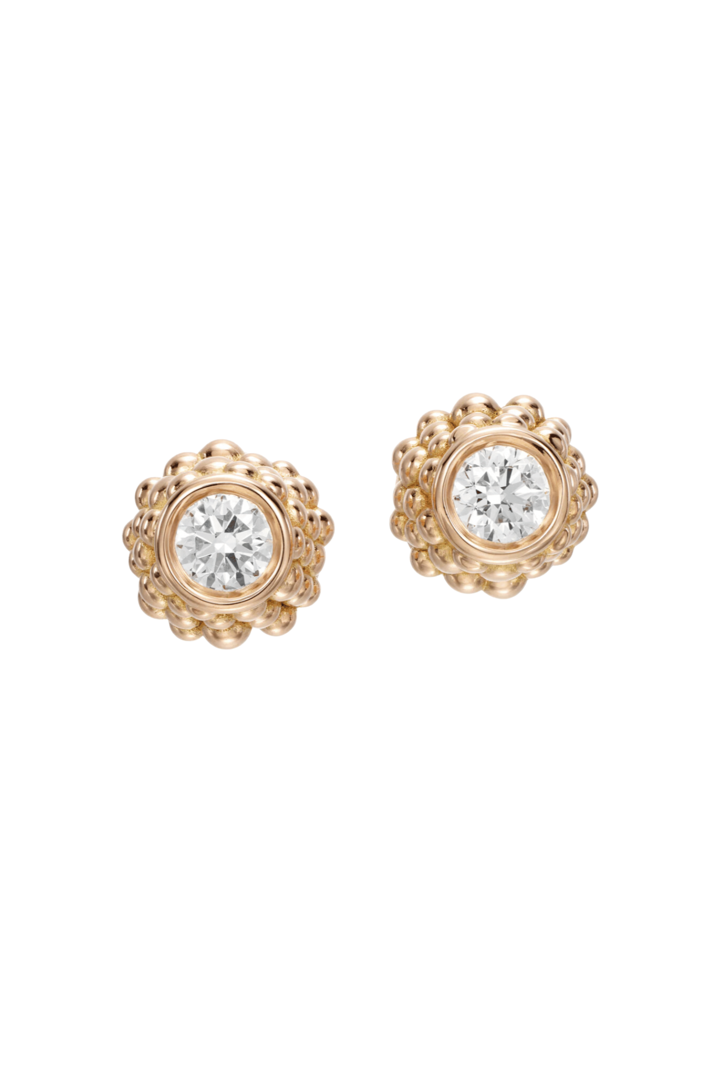 Beaded Teton Yellow Gold Diamond Earrings