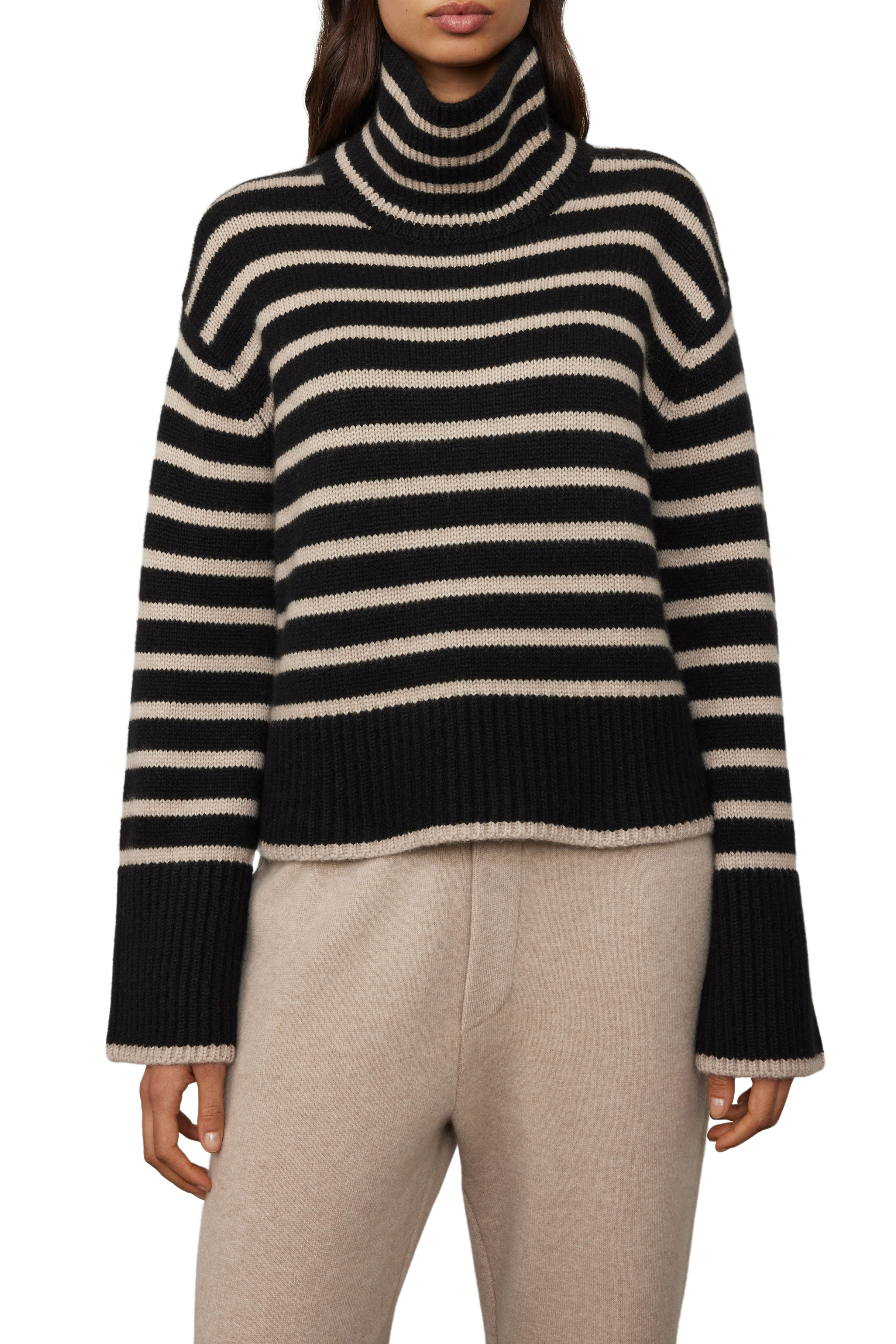 LISA YANG Fleur Fleur Cashmere Stripe Turtleneck Sweater