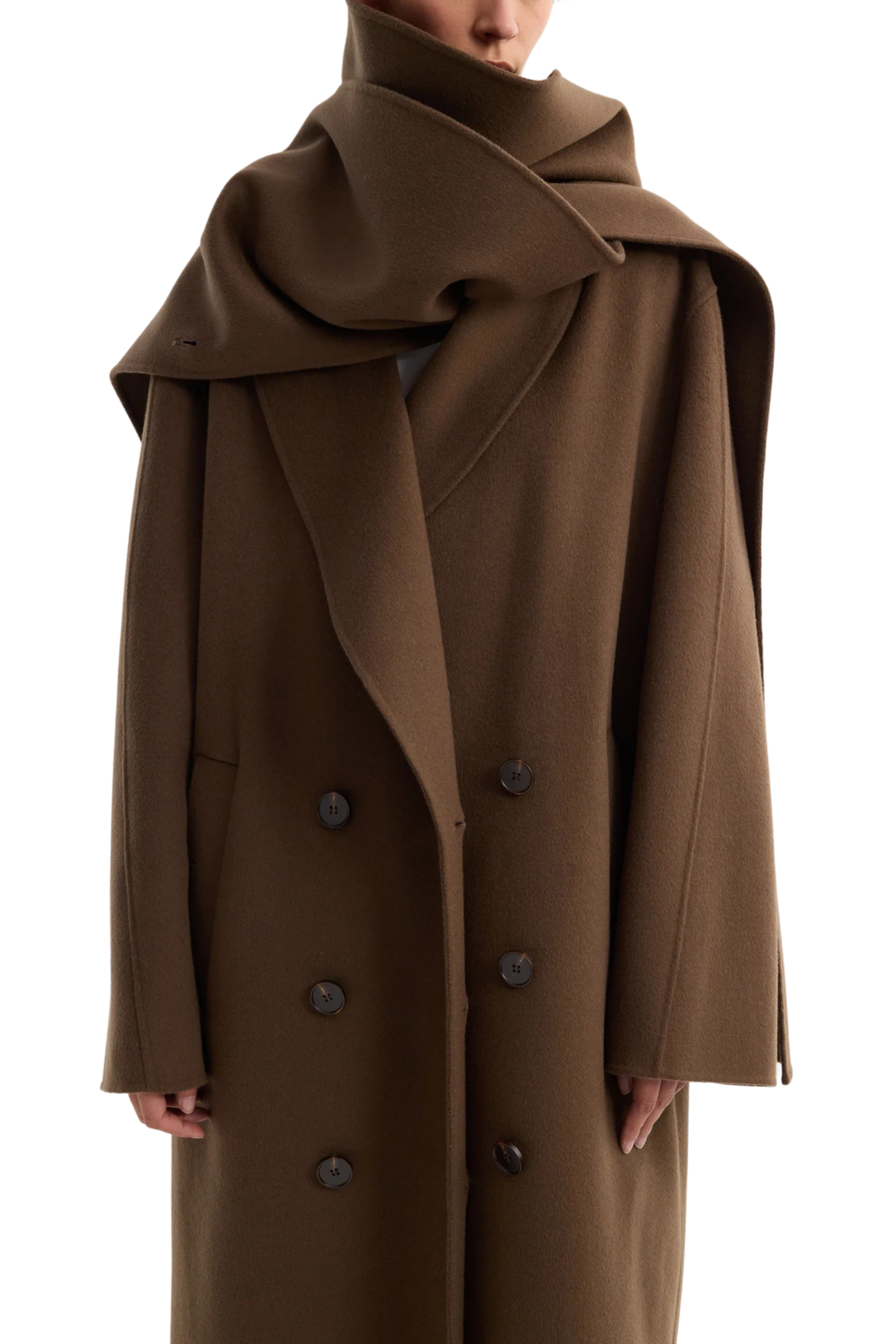 Double-Faced Wool Scarf Coat
