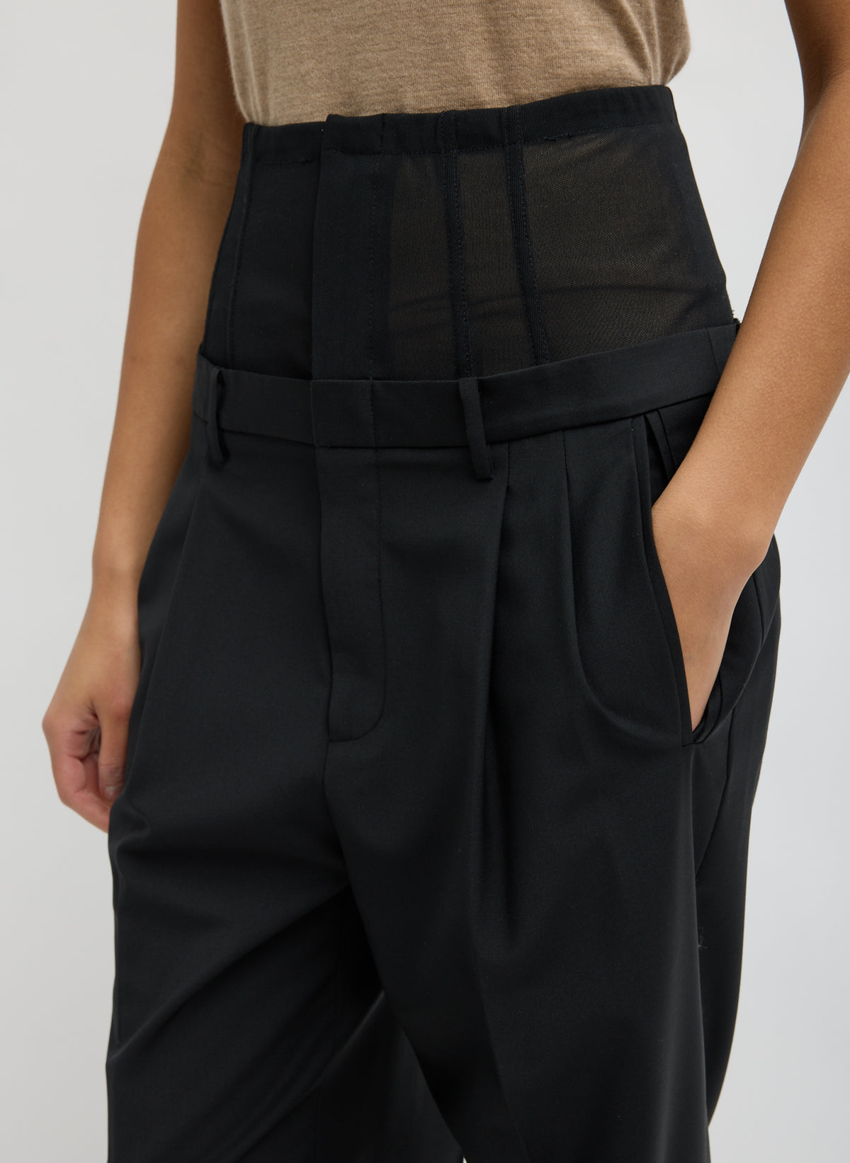 RECYCLED TROPICAL WOOL CORSET TROUSER
