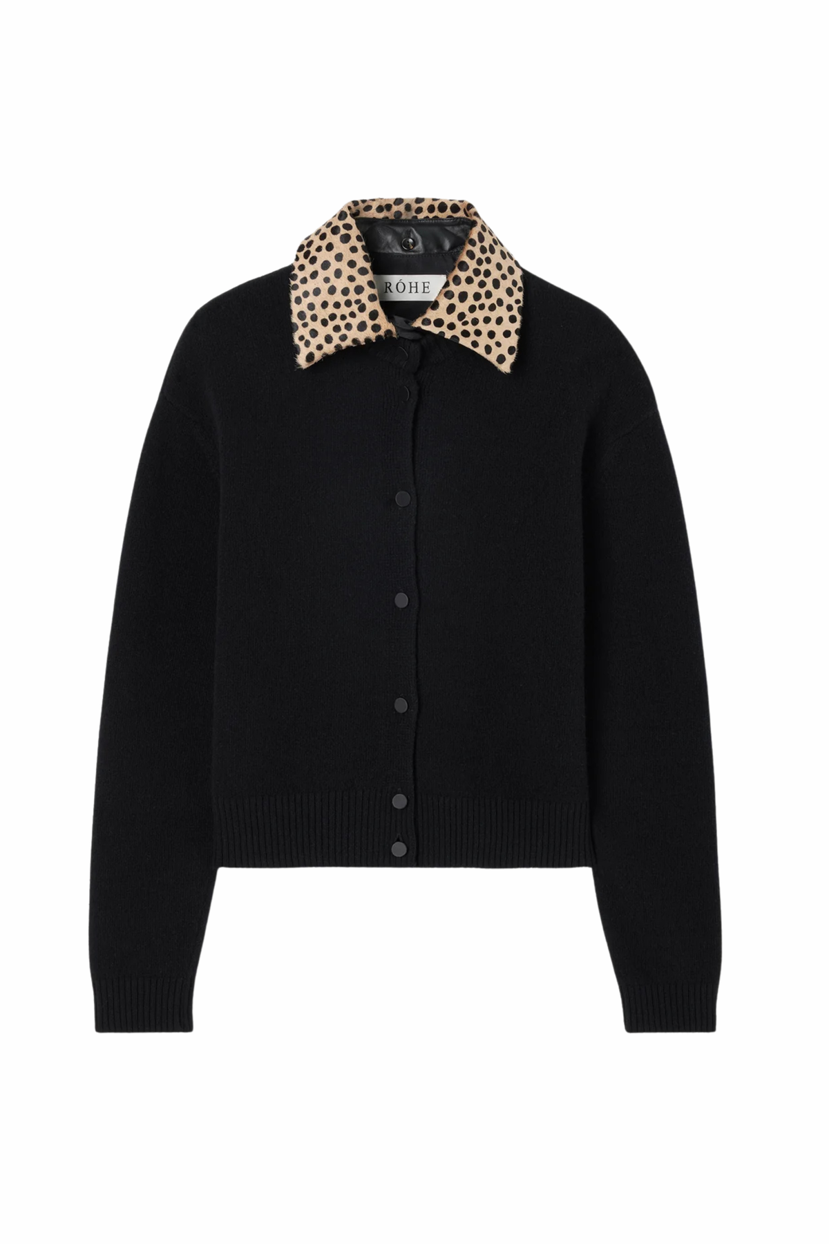 Leather cheetah collar cardigan