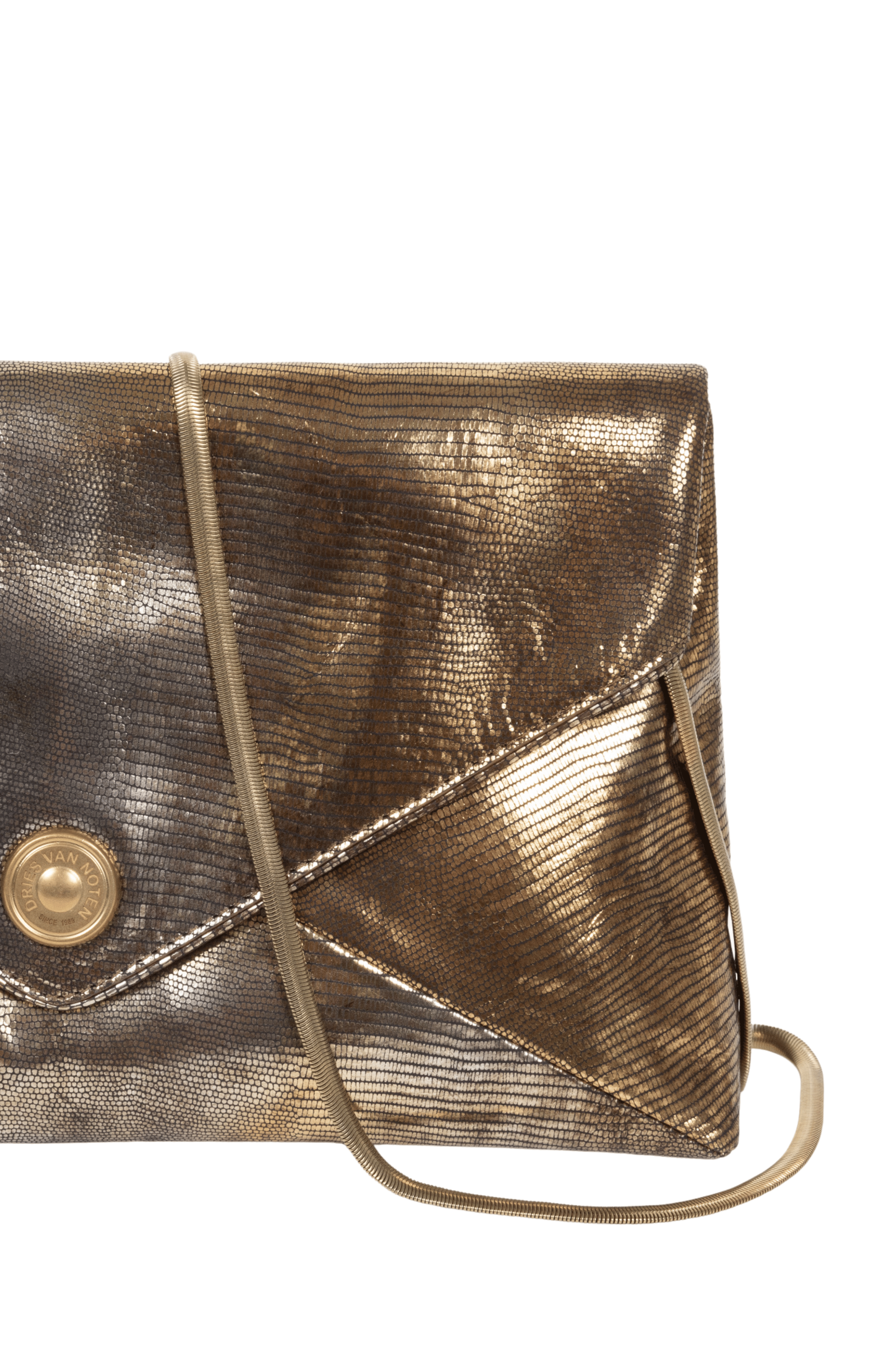 DRIES VAN NOTEN Metallic Envelope Clutch