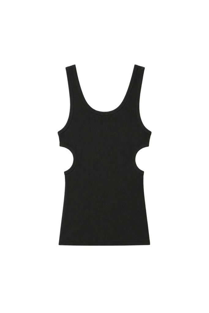 Ribbed T Racerback Tank - Black