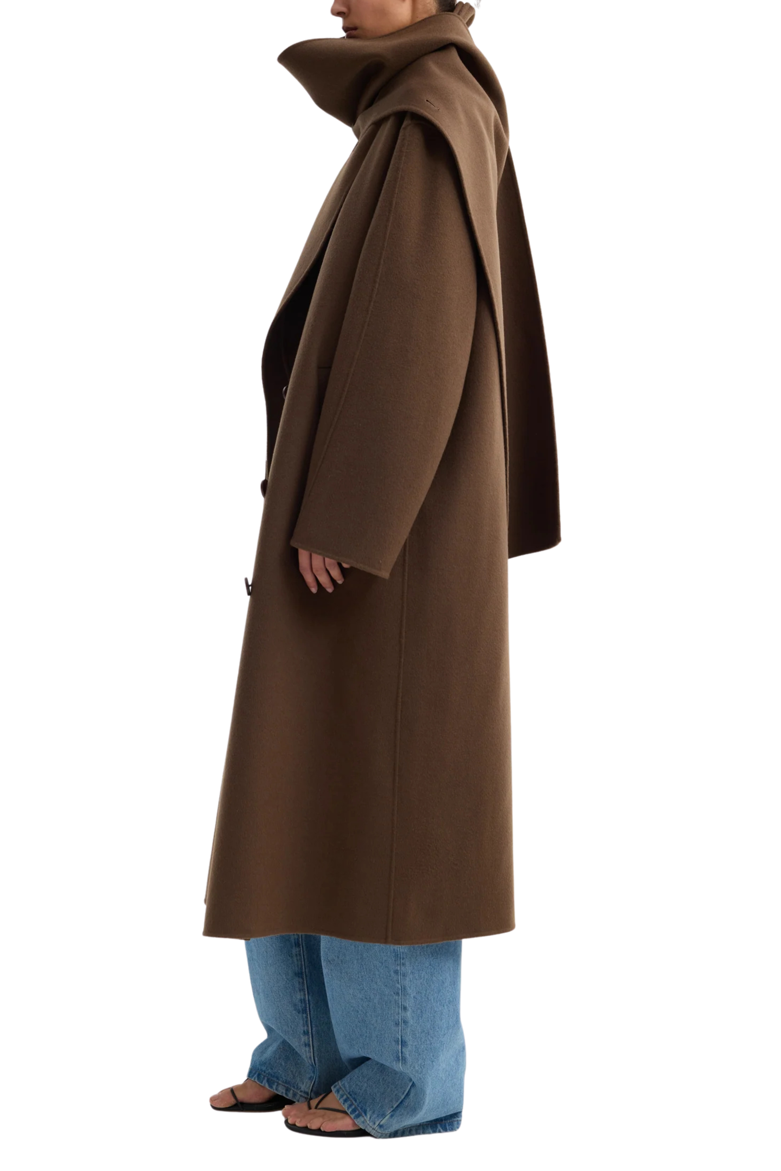 Double-Faced Wool Scarf Coat