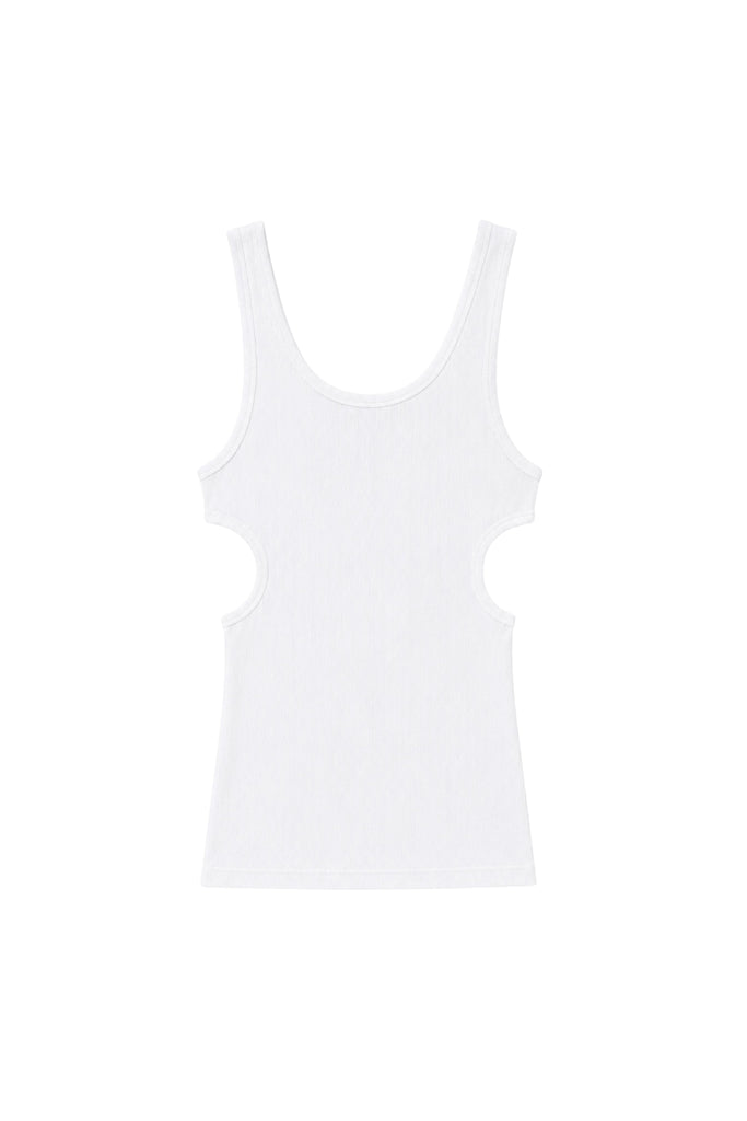 Ribbed T Racerback Tank - White