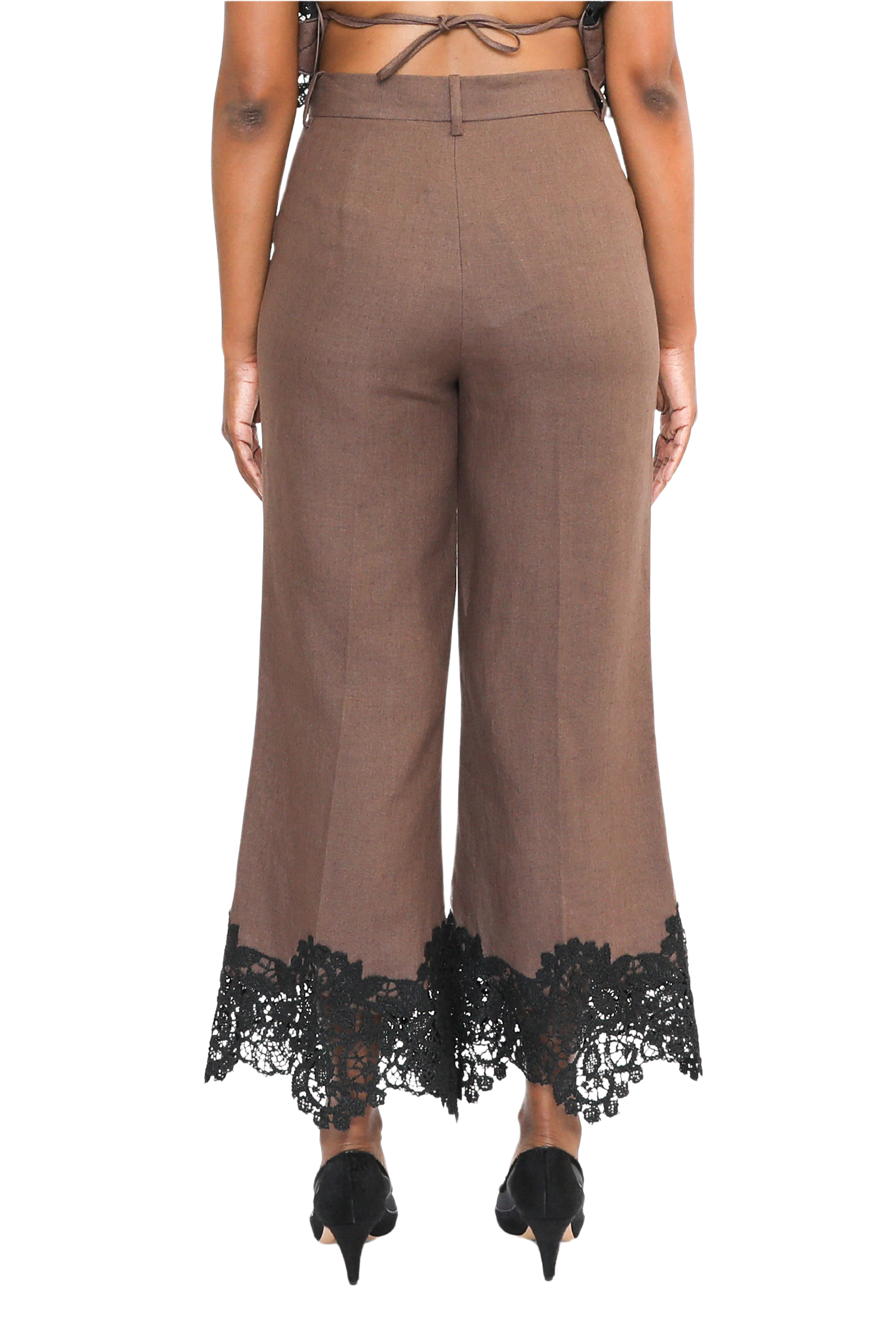 ROSIE ASSOULIN Lace Flare Cropped Pants